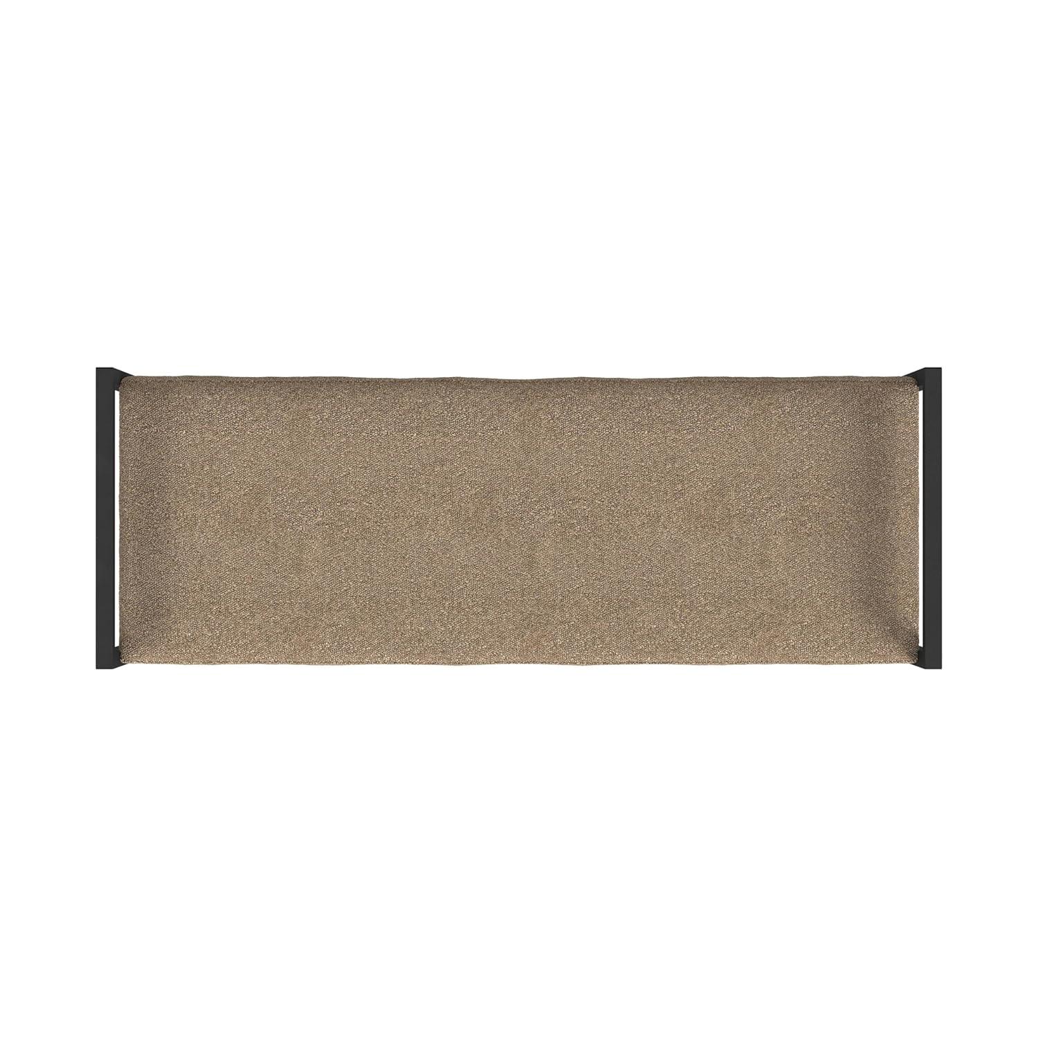 Modern Metal Faux Shearling Bench Brown - HomePop