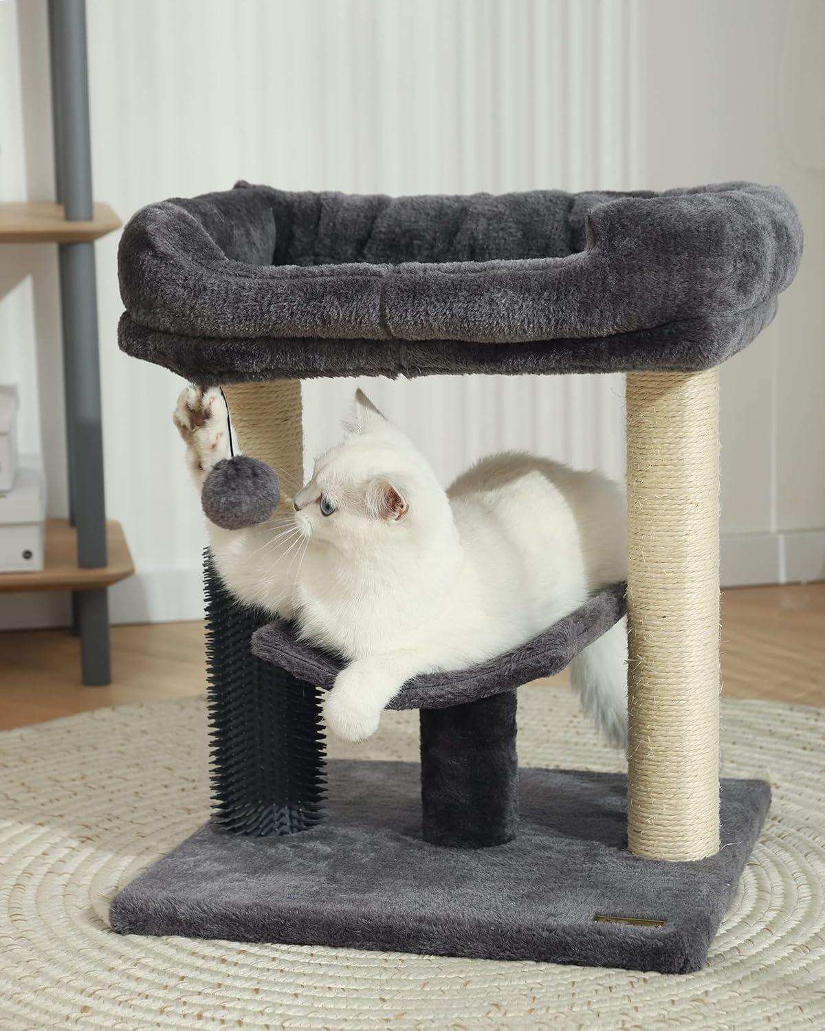 Hoopet cat Tree Tower,cat Scratching Post for Indoor Cats,Featuring with Super Cozy Perch,Cat Self Groomer and Interactive Dangling Ball Great for Kittens and Cats