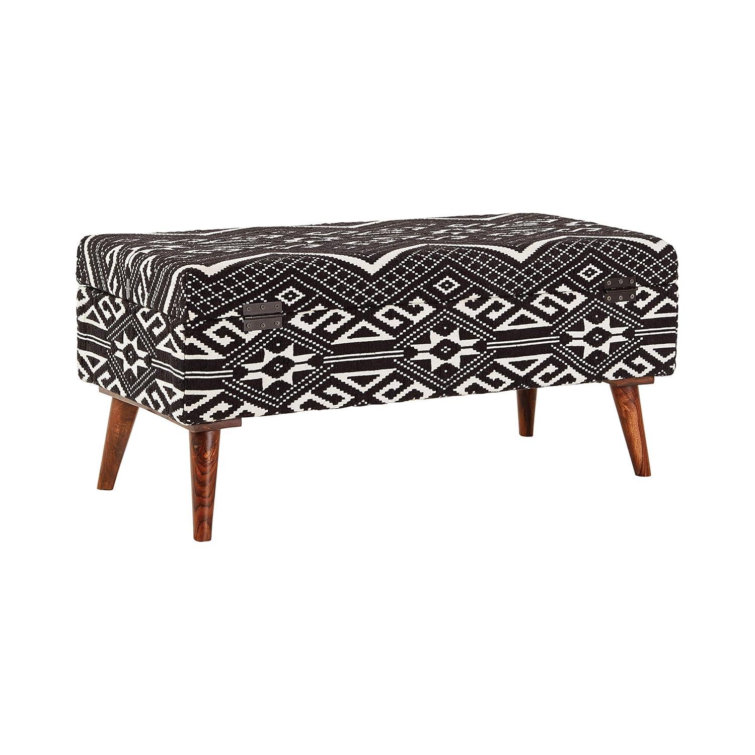 Coaster Mid-Century Cotton Upholstered Storage Bench in Black