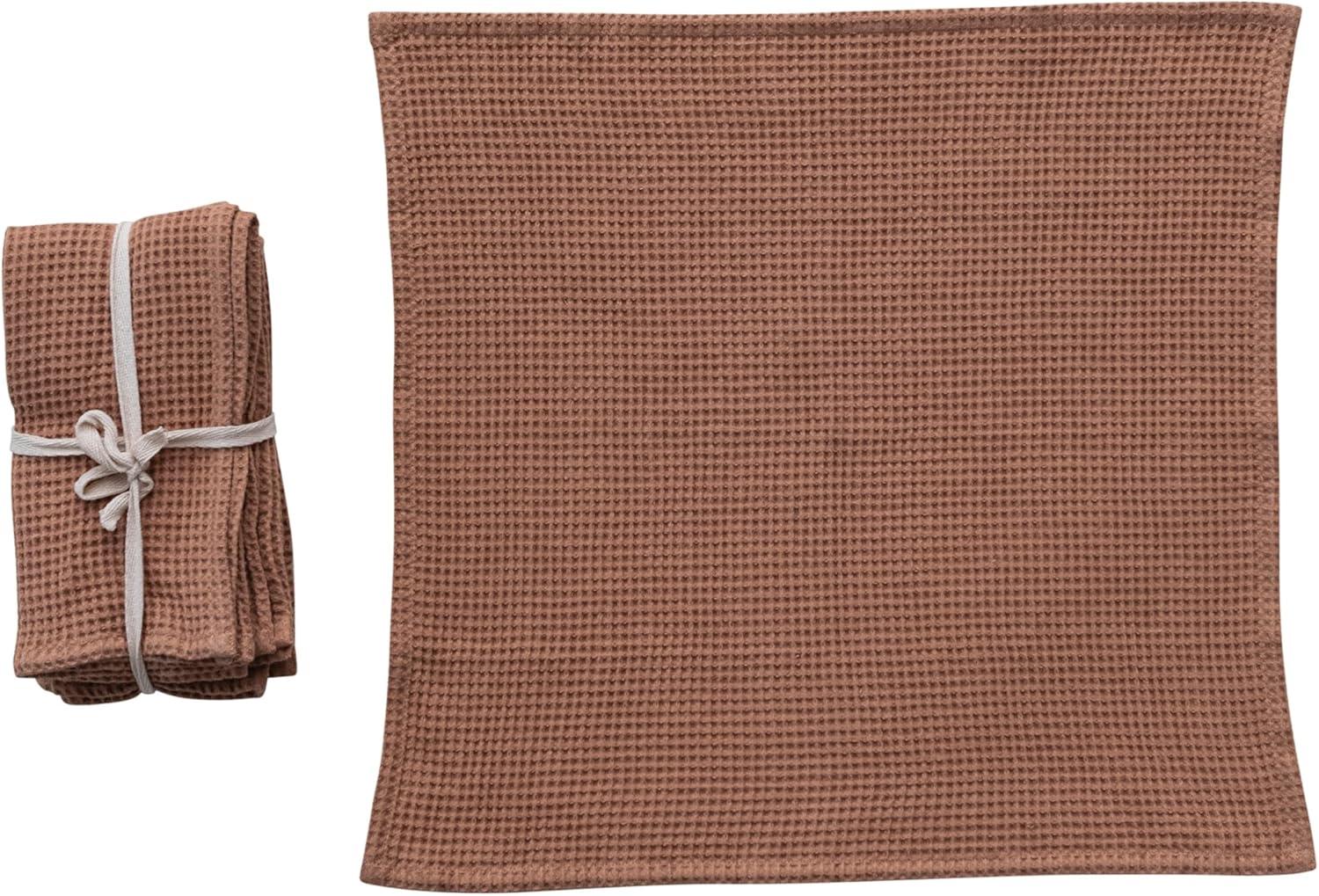 Creative Co-Op 18 Inches Square Woven Linen and Cotton Waffle Dinner Napkins for Kitchen Use, Terra-Cotta Color, Set of 4