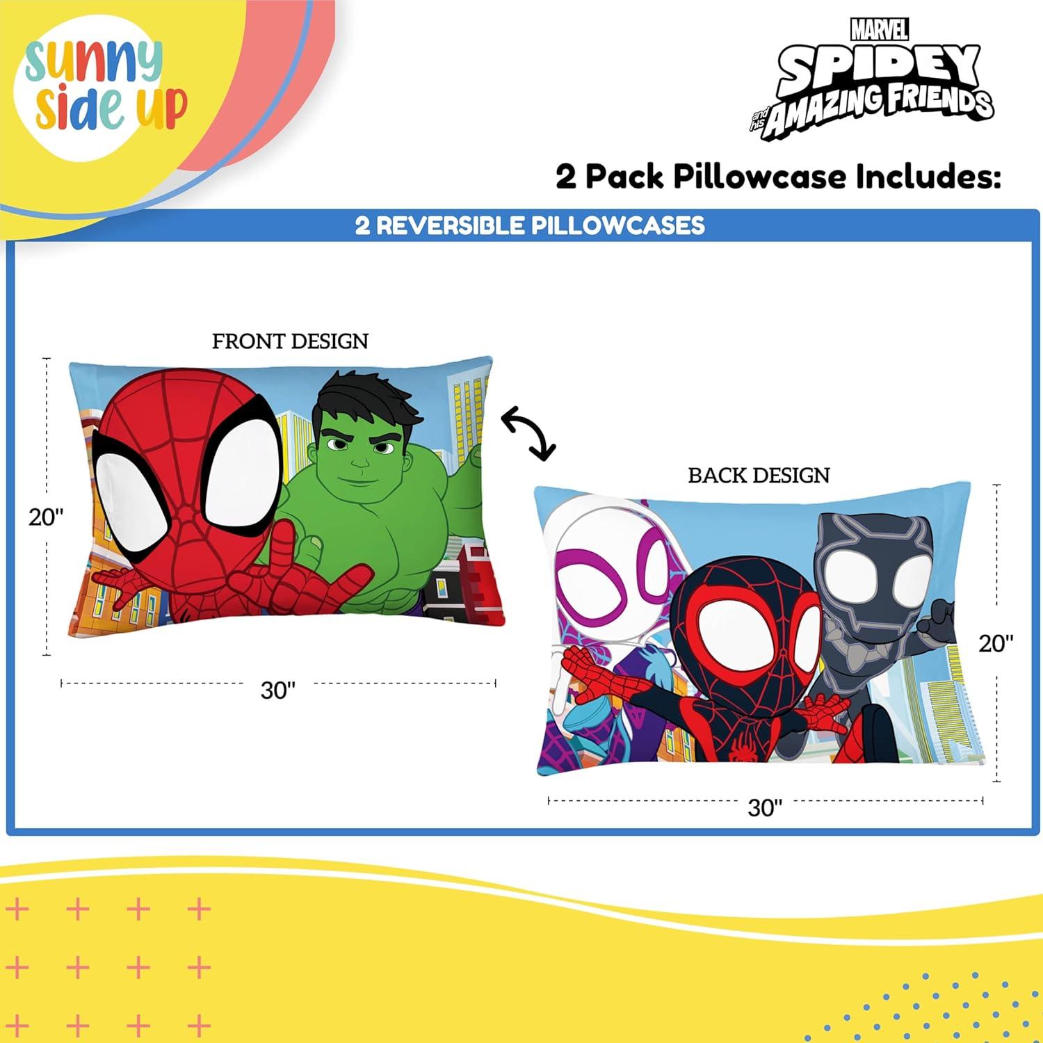 Marvel Spidey & Hulk Reversible Kids Pillowcases Set