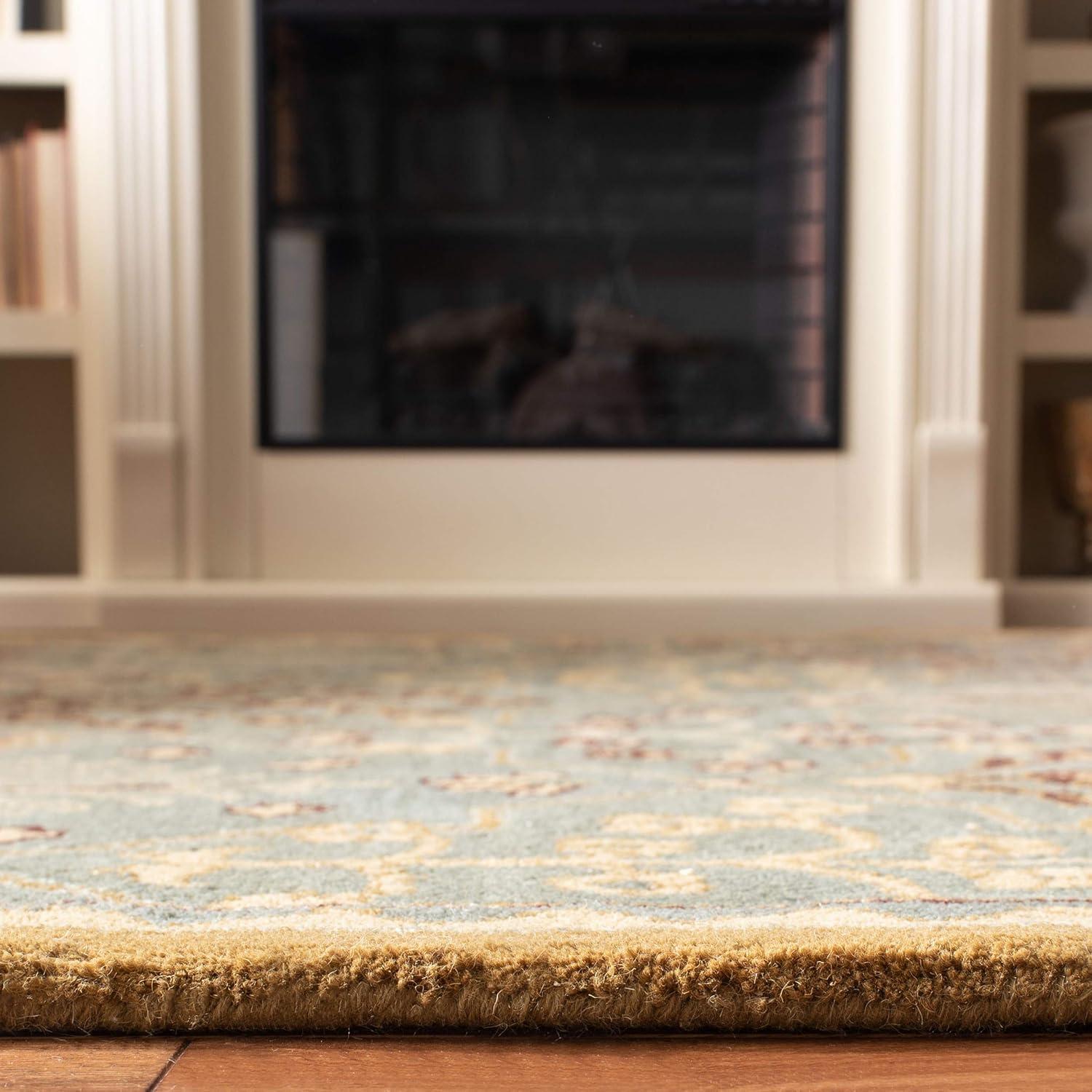 SAFAVIEH Antiquity Trafford Floral Geometric Wool Area Rug, Light Blue/Gold, 2' x 3'