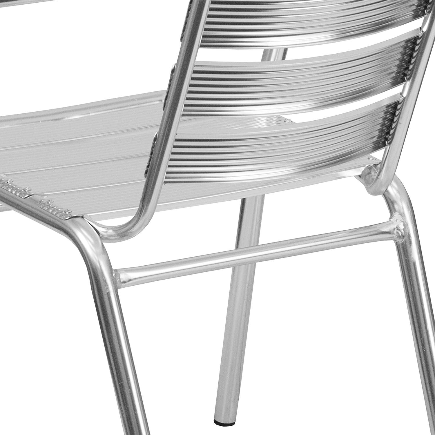 Flash Furniture Heavy Duty Commercial Aluminum Indoor-Outdoor Restaurant Stack Chair with Triple Slat Back