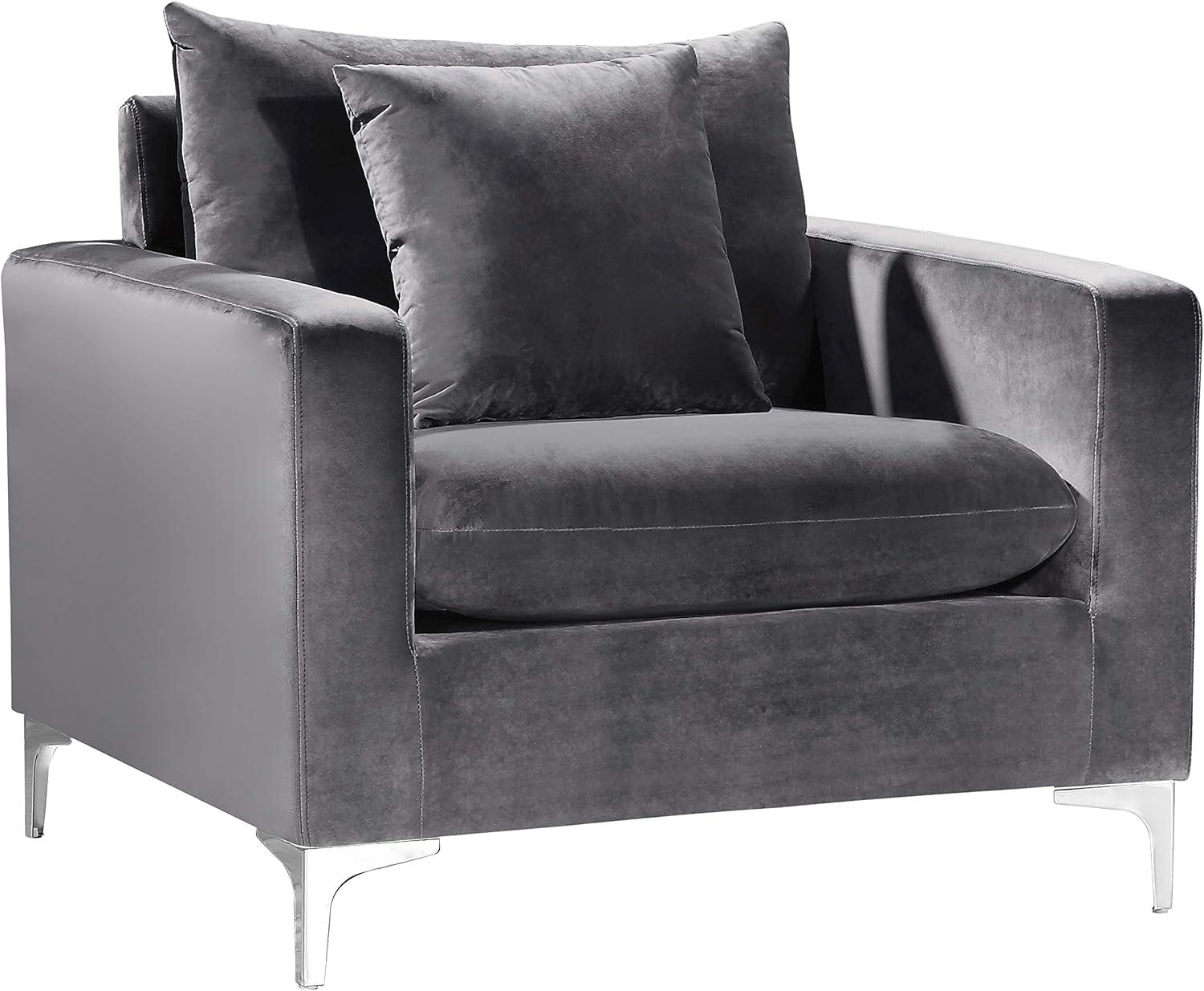 Meridian Furniture Naomi Velvet Accent Chair in Gray