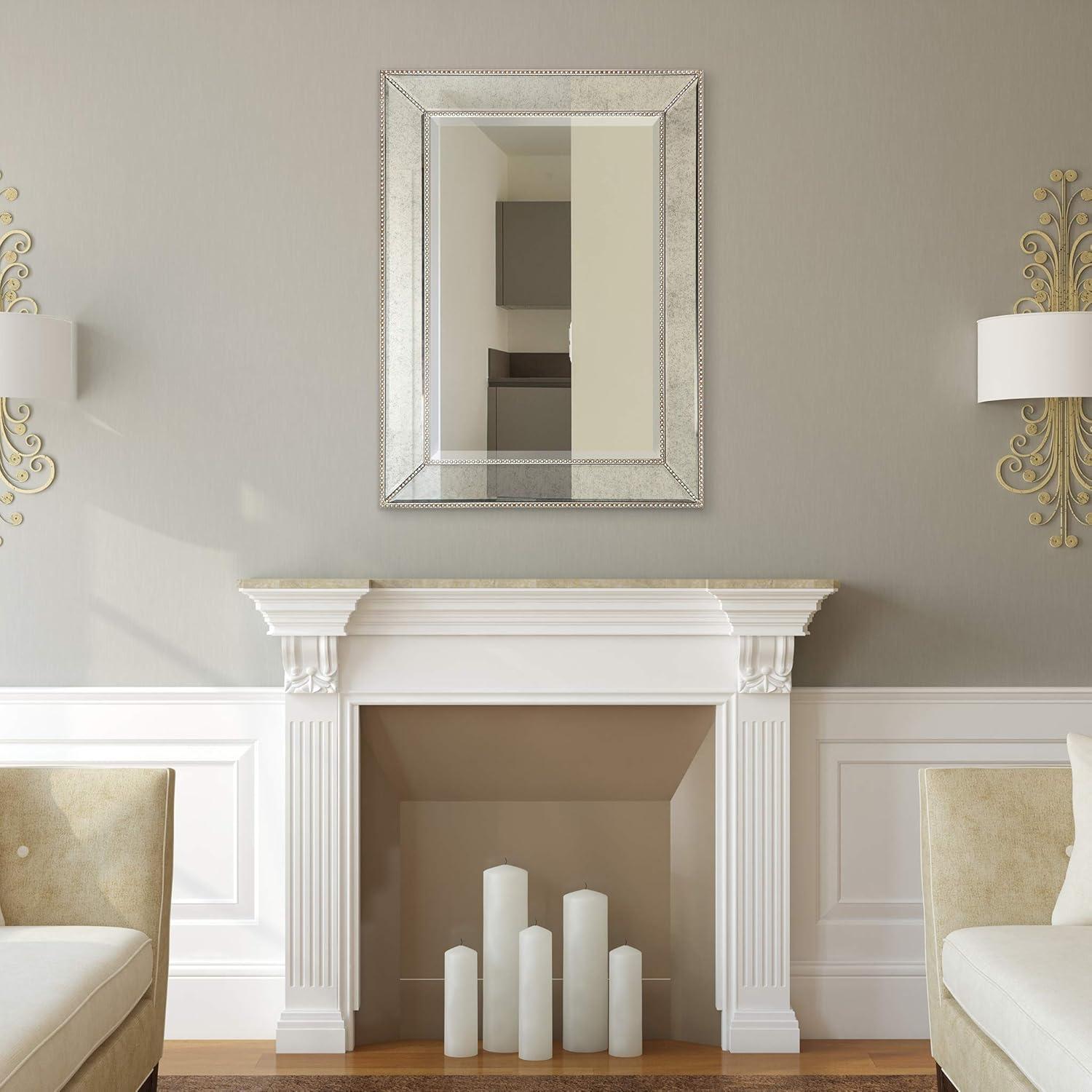 Champagne Beed Beveled Rectangle Wall Mirror