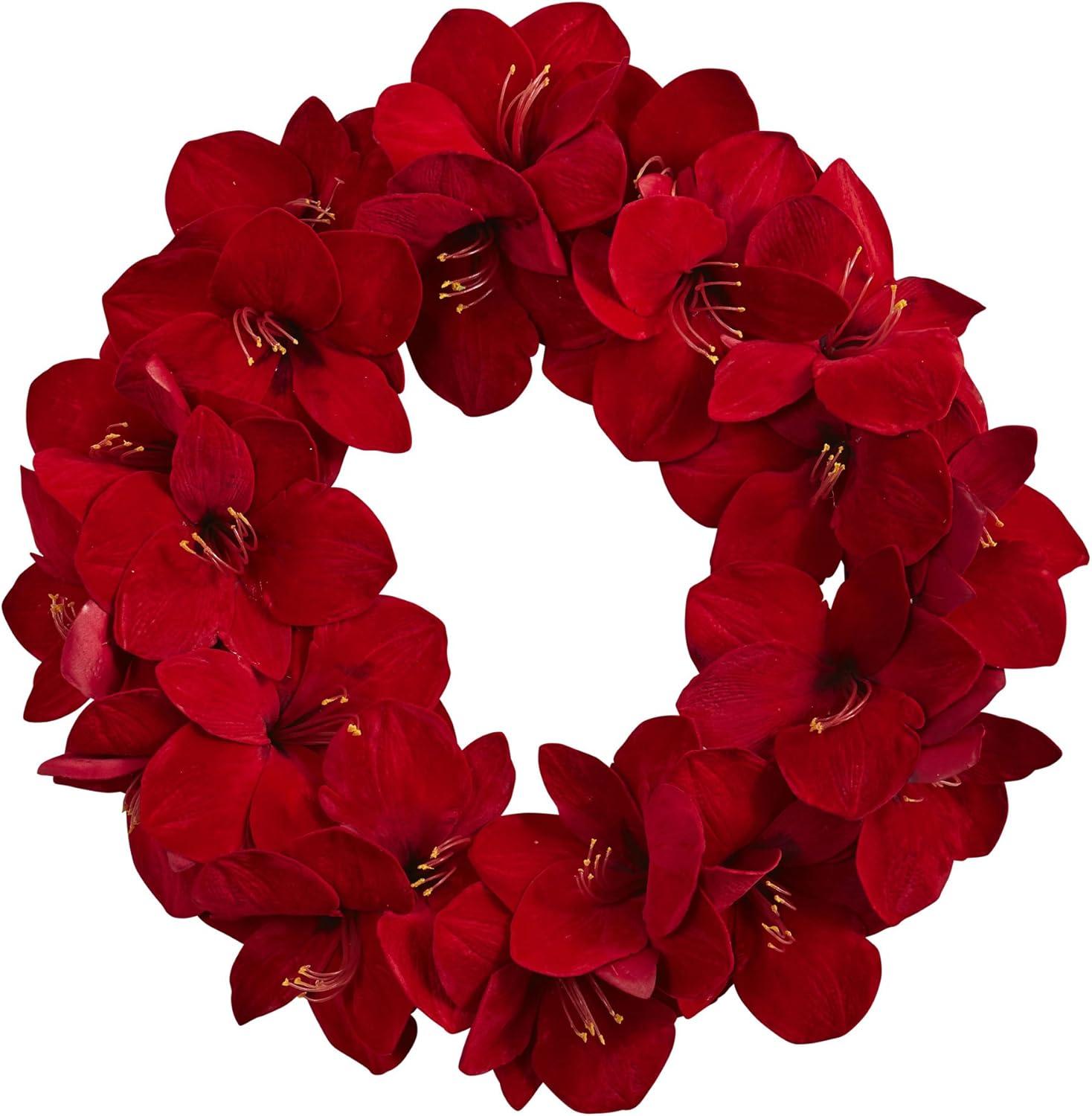 Nearly Natural 22” Amaryllis Wreath