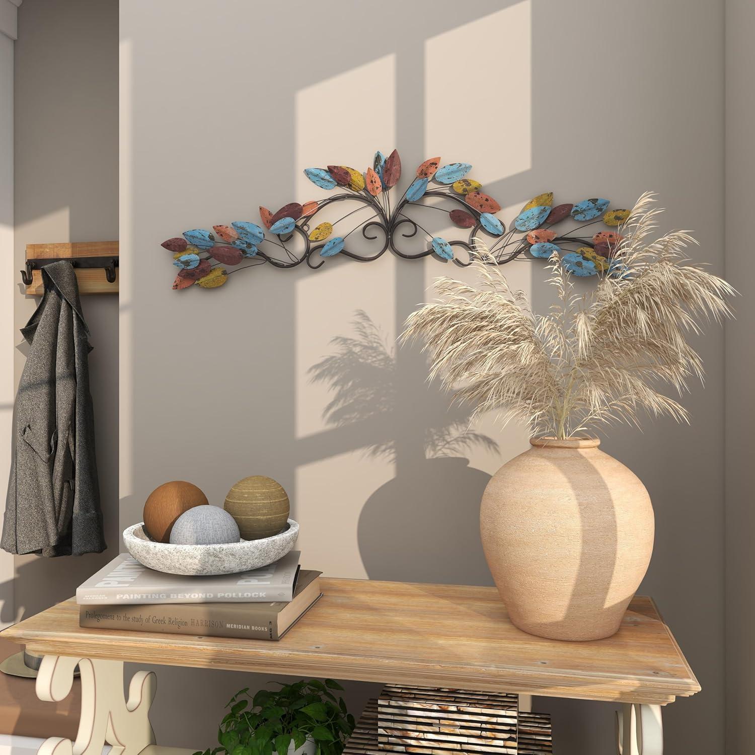 DecMode Multi Colored Metal Leaf Wall Decor