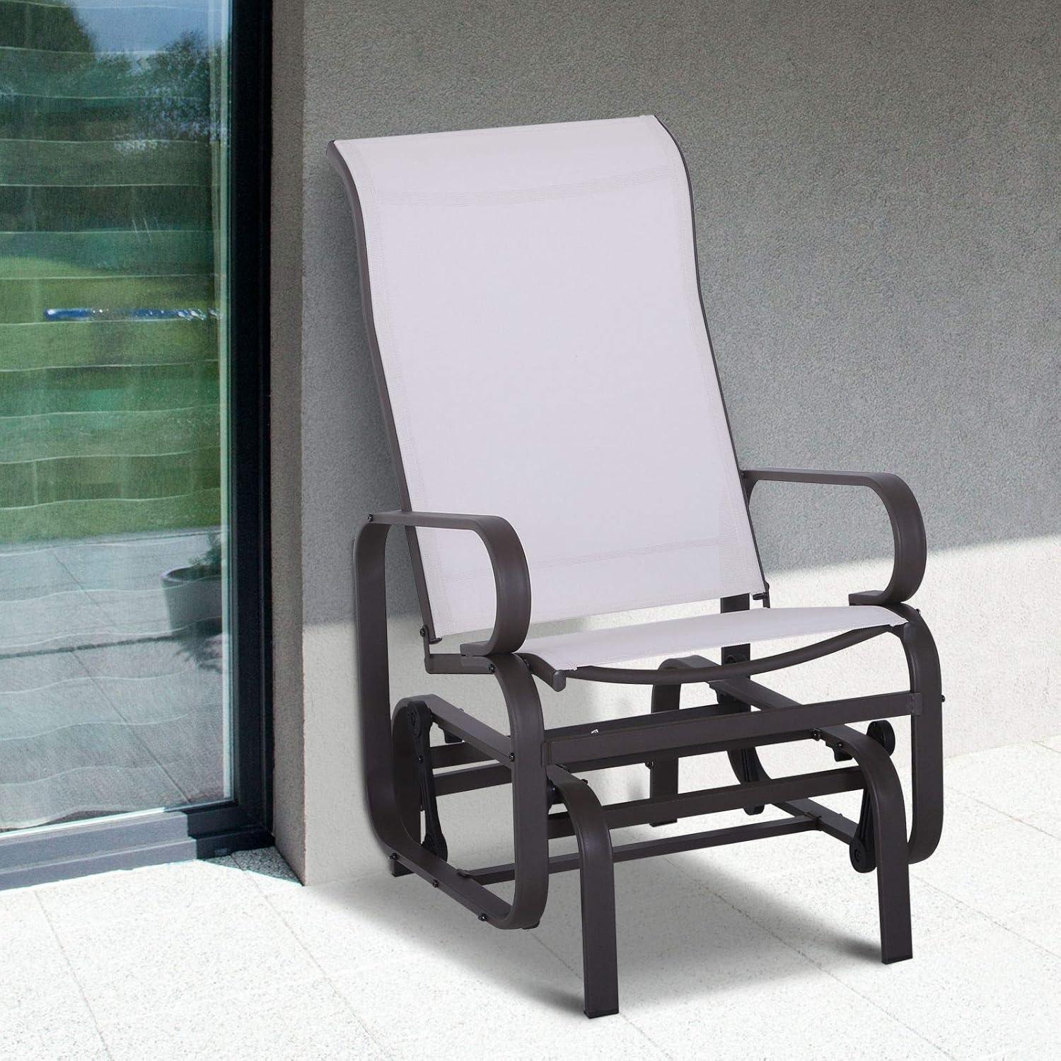 Outsunny Gliding Lounger Chair, Outdoor Swinging Chair with Smooth Rocking Arms and Lightweight Construction for Patio Backyard, White