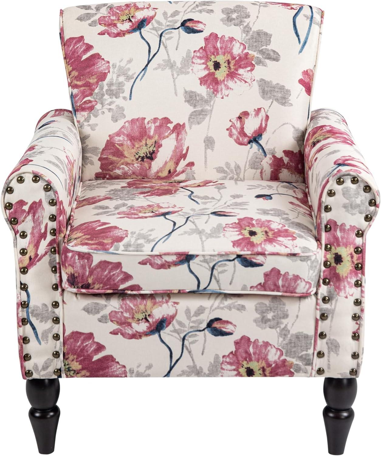 Floral Pattern Blue and White Barrel Accent Chair Set