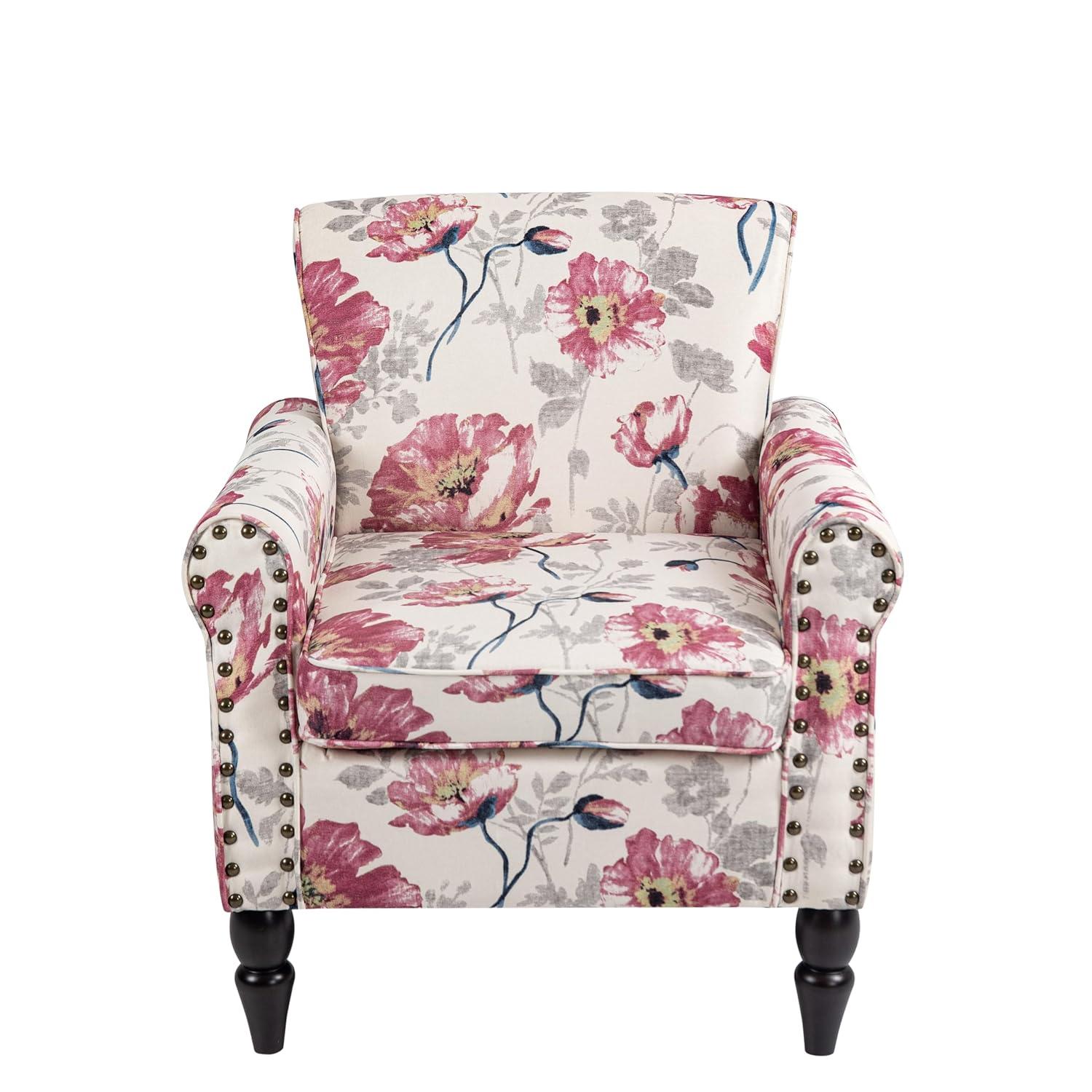 Floral Pattern Blue and White Barrel Accent Chair Set