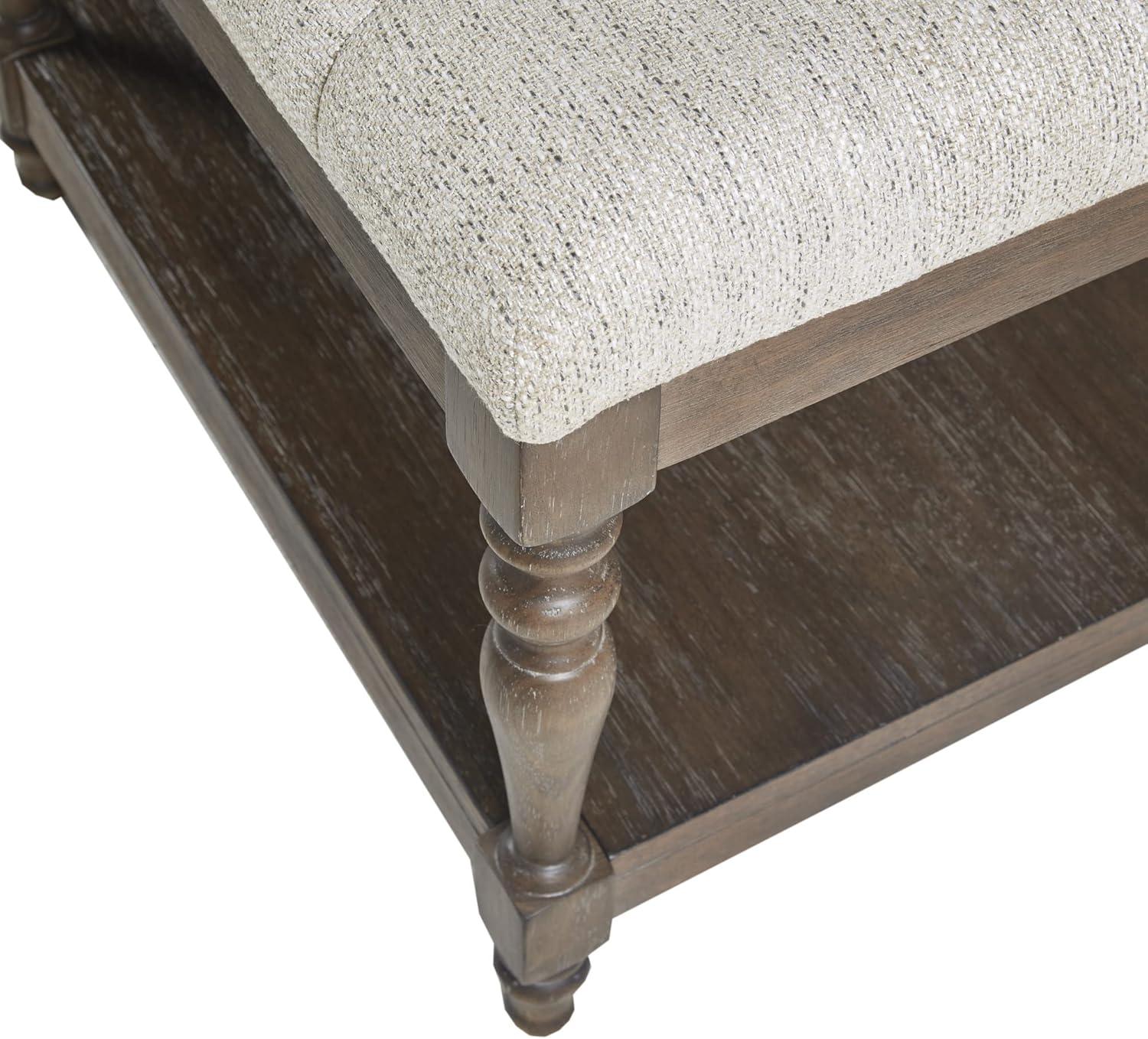 Martha Stewart Highland Tufted Accent Bench with Shelf