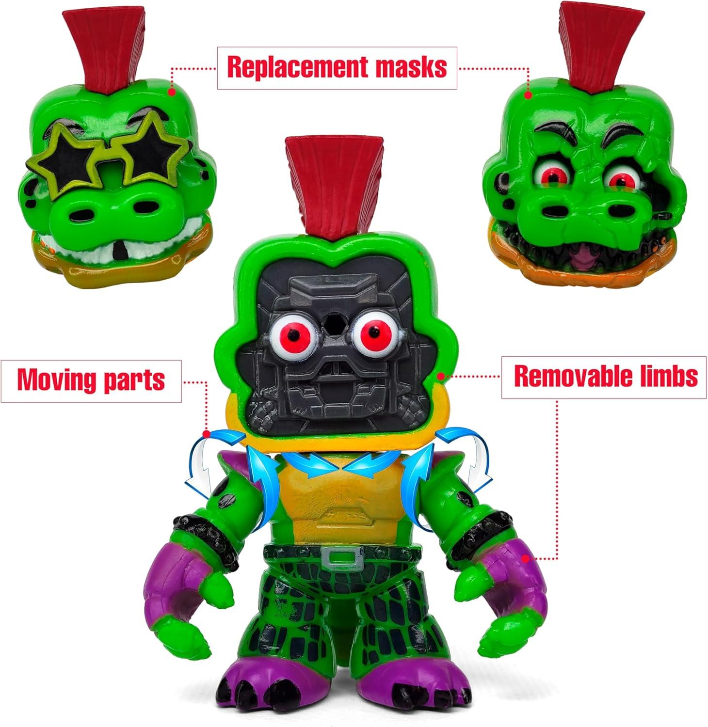 Set 12 pcs Inspired by Game Five Night at Freddys Toys | Mini Figures with Masks | FNAF Action Figure [Rockstar Bonnie, Montgomery Gator, Chica, Human Security, Radioactive Foxy etc.]
