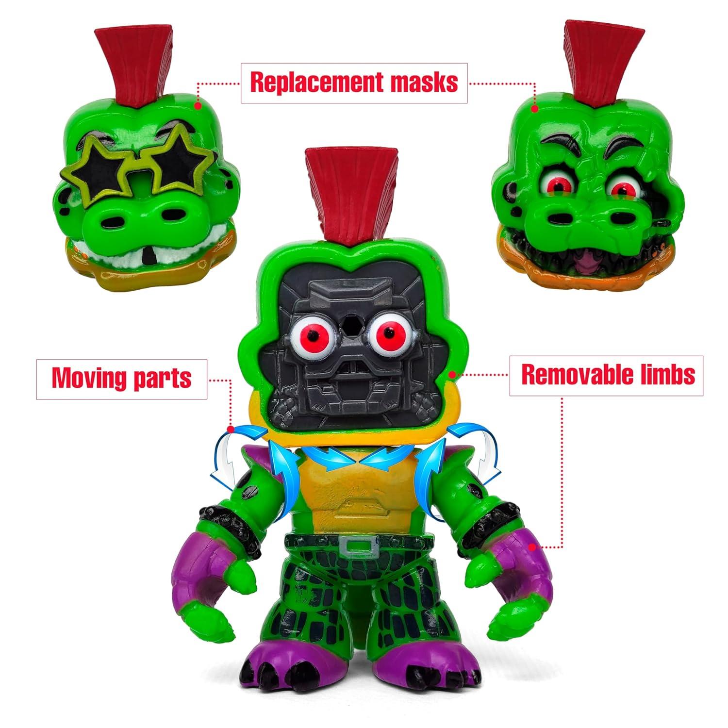 Set 12 pcs Inspired by Game Five Night at Freddys Toys | Mini Figures with Masks | FNAF Action Figure [Rockstar Bonnie, Montgomery Gator, Chica, Human Security, Radioactive Foxy etc.]