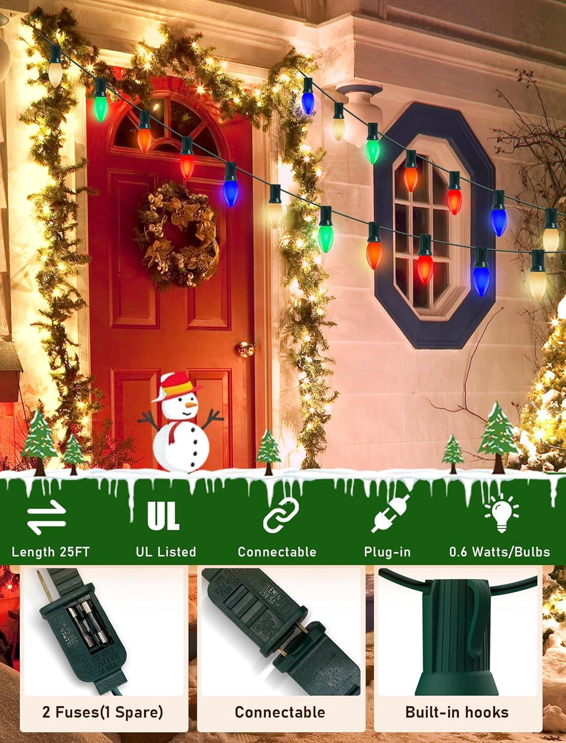 Celebrations Outdoor Light Set 25 Lights Multi-Colored Ceramic Ul Listed