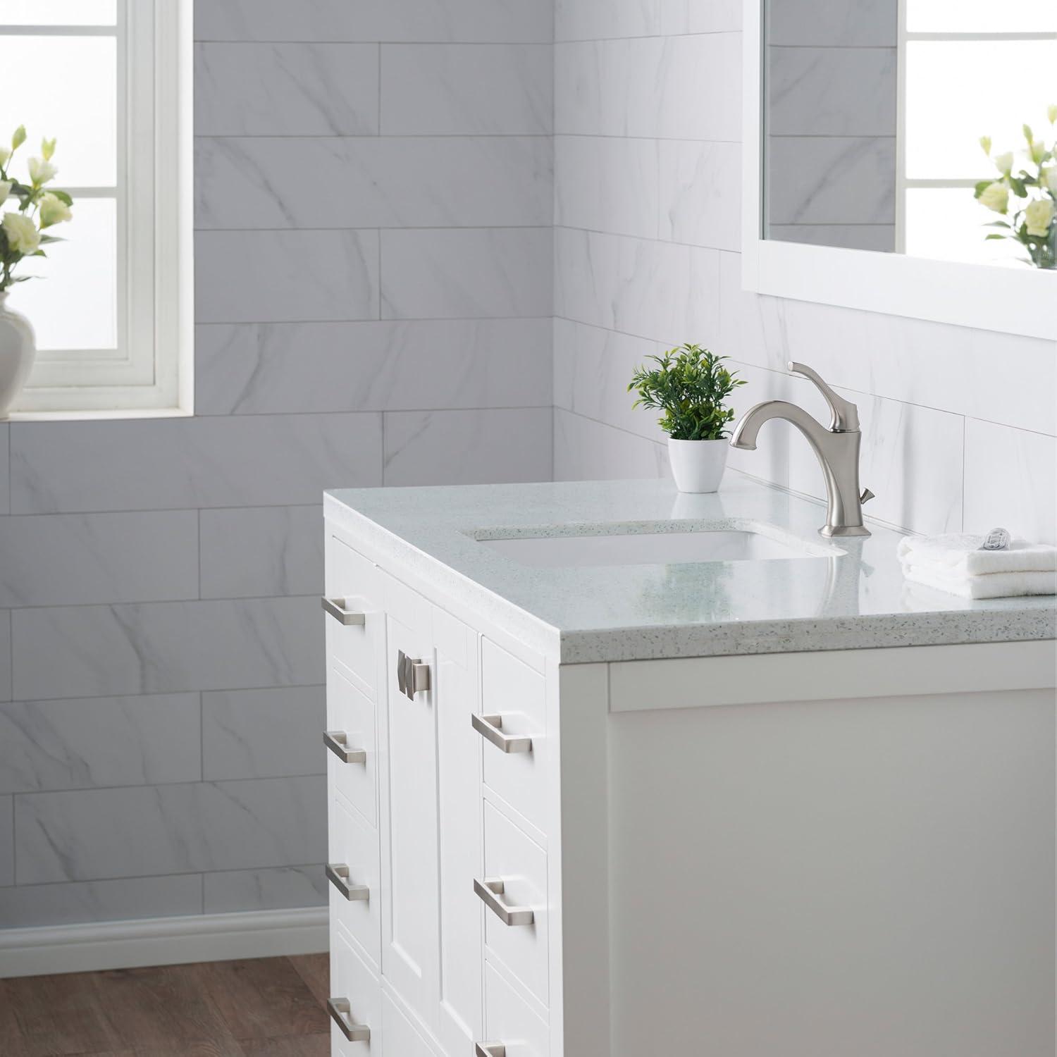 Elavo Ceramic Square Undermount Bathroom Sink with Overflow