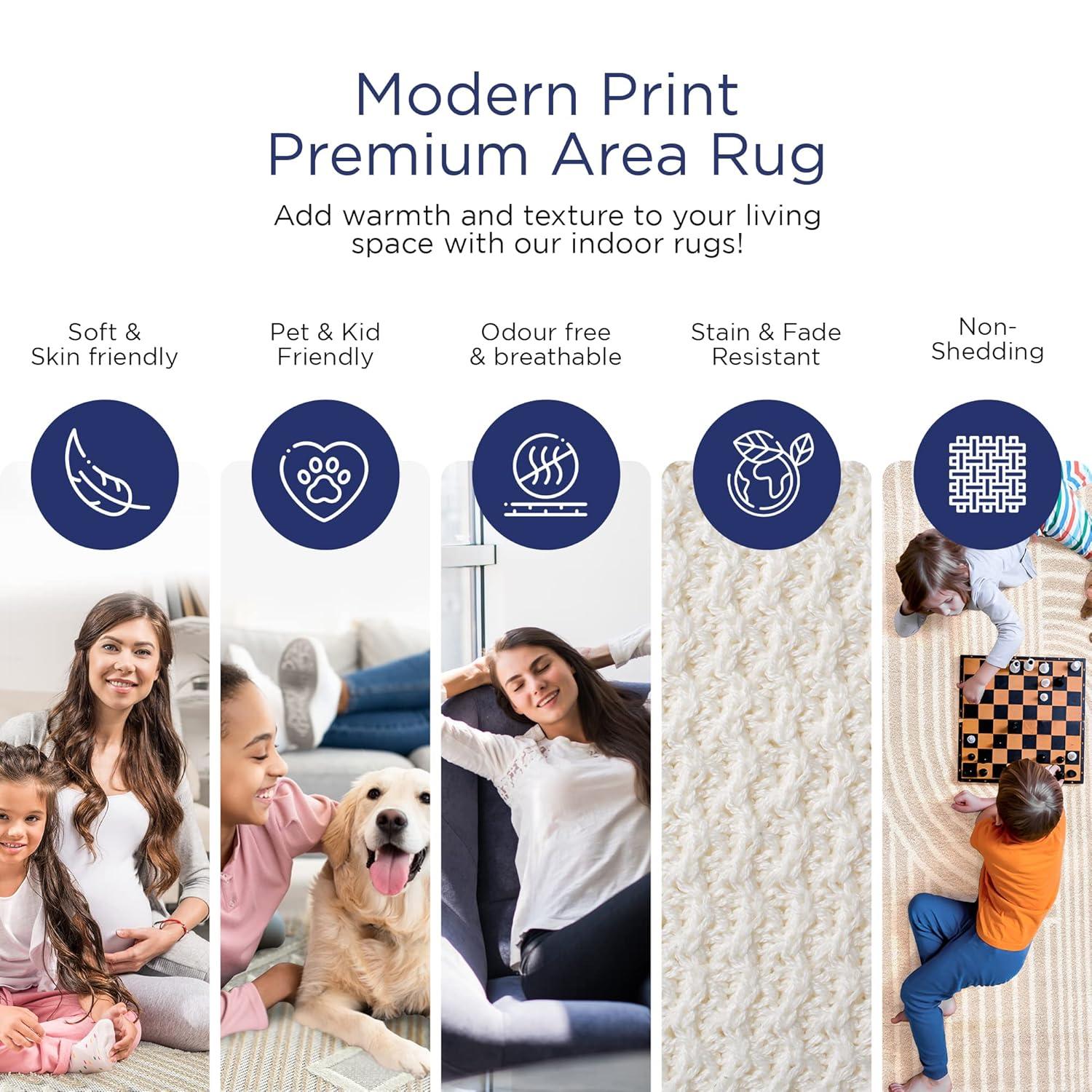 Abani Area Rug for Living Room -Nuevo 5' x 8' Beige Arch Pattern Area Rug, Soft and Durable Living Room Rug, Stain and Fade Resistant, Chic Modern Design, Pet & Kid Friendly