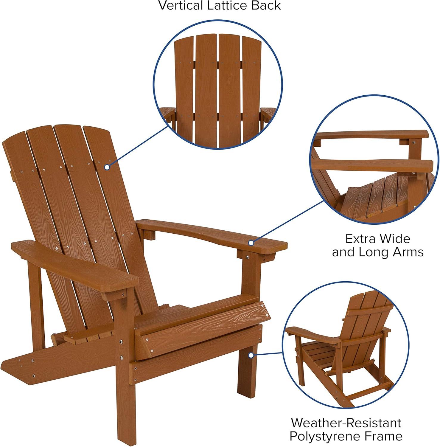 Teak Wood Grain Polystyrene Adirondack Chair with Armrests