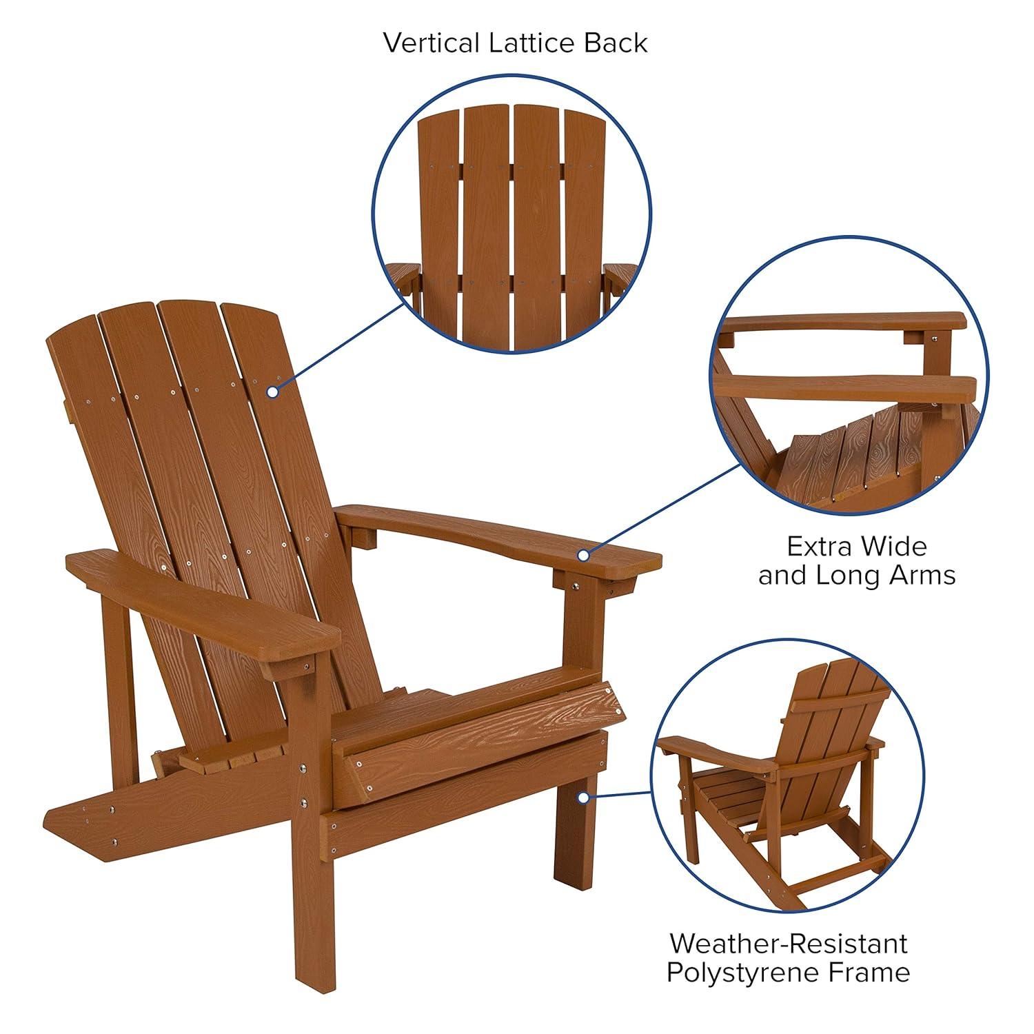 Flash Furniture Charlestown All-Weather Poly Resin Wood Adirondack Chair in Teak