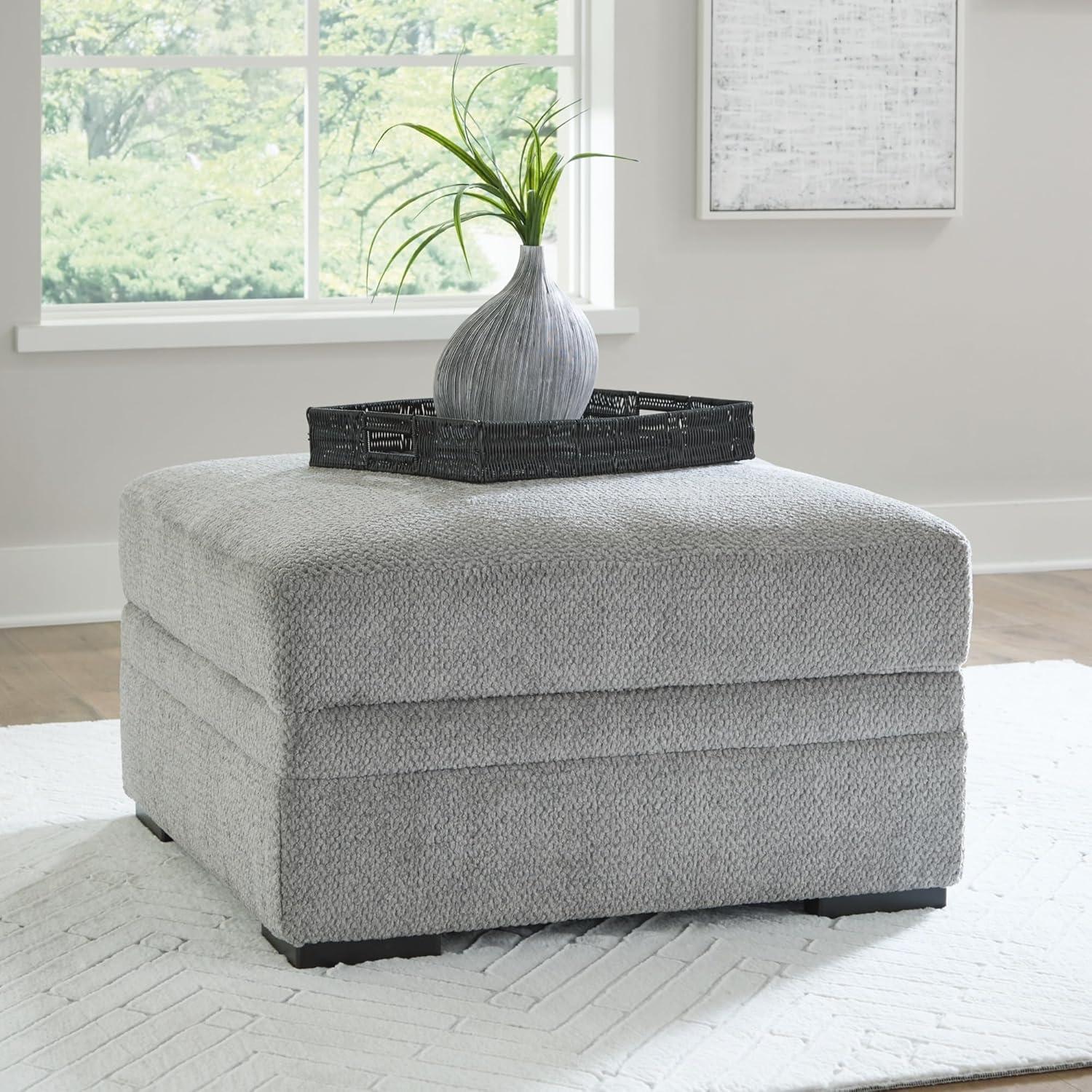 Signature Design by Ashley Casselbury Classic Ottoman With Storage, Light Gray