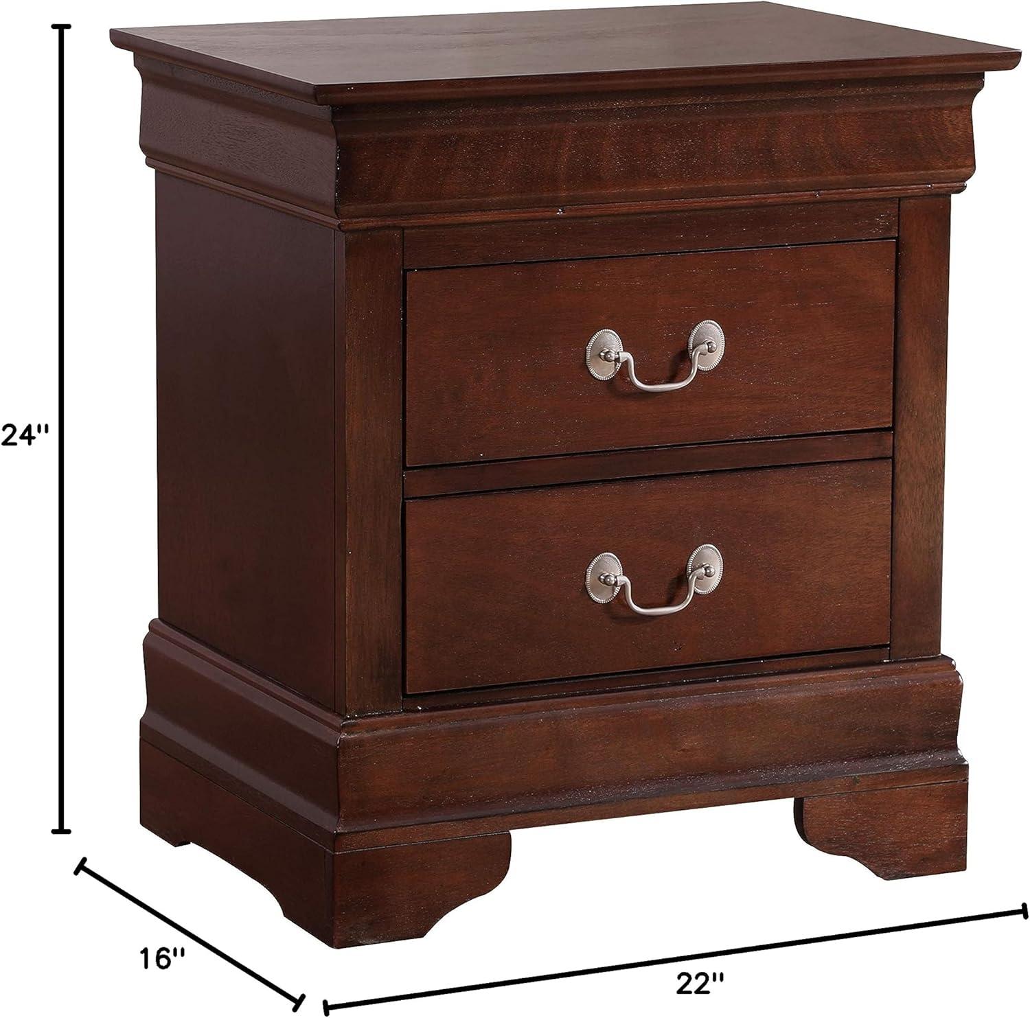 Glory Furniture Louis Phillipe 2 Drawer Nightstand in Cappuccino