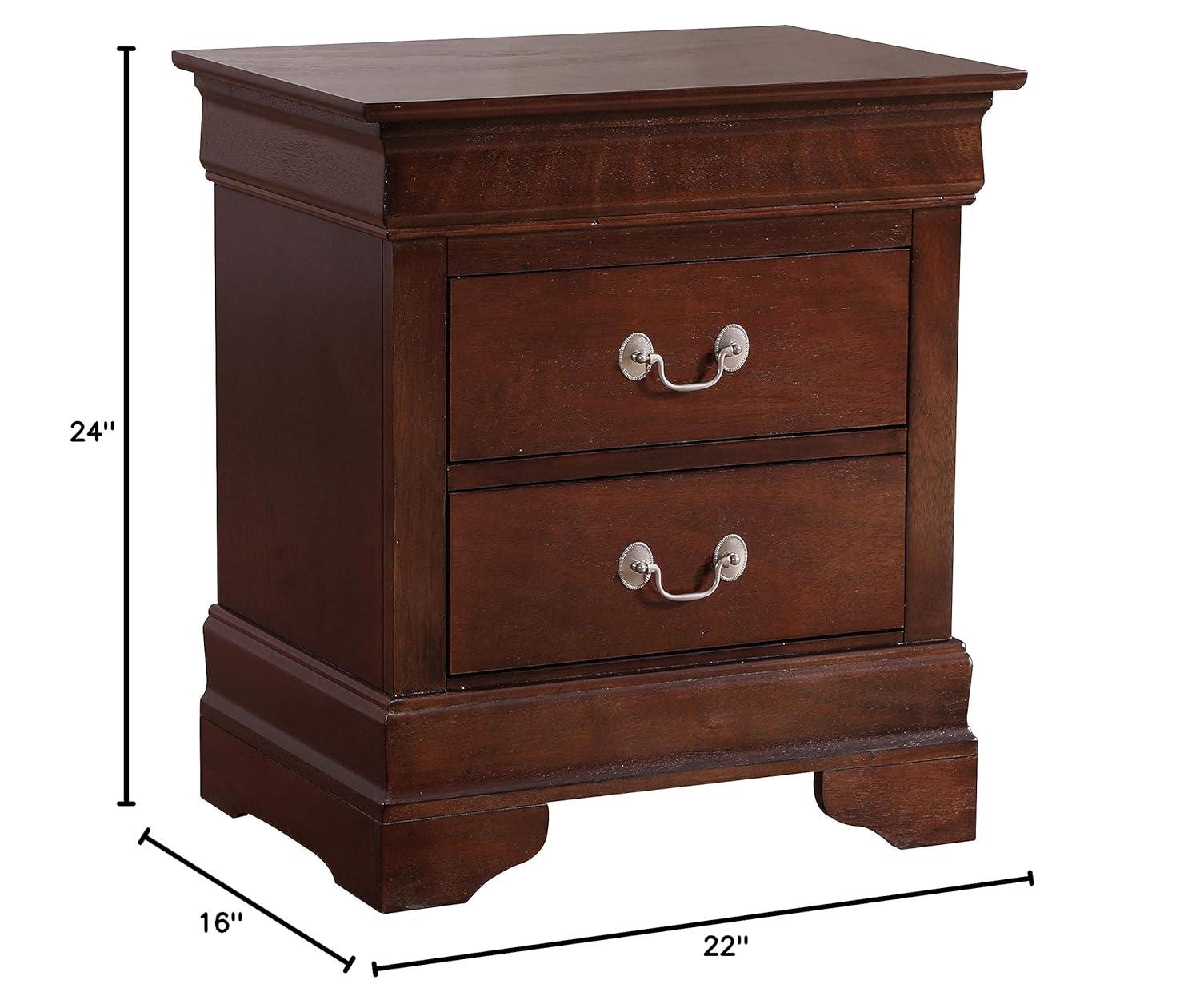 Glory Furniture Louis Phillipe 2 Drawer Nightstand in Cappuccino
