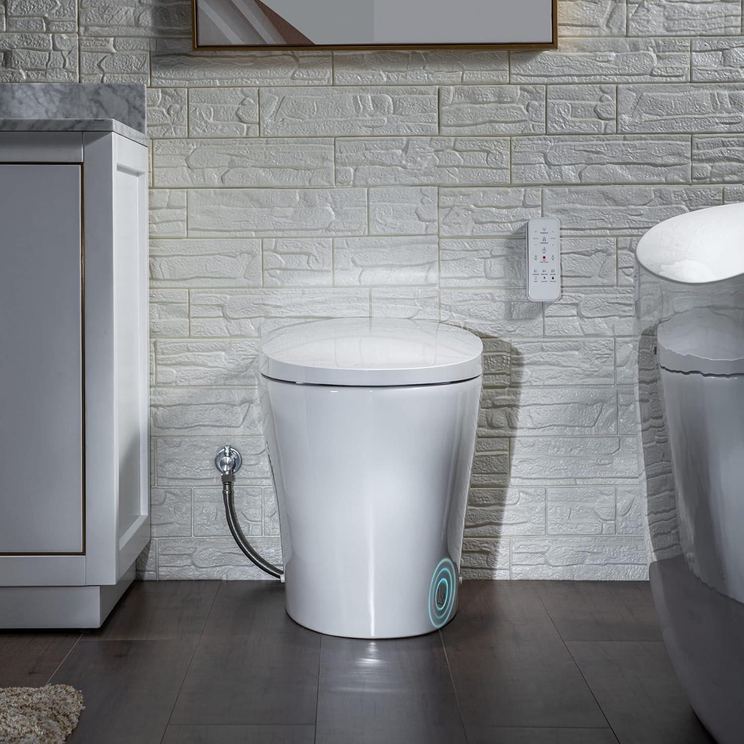 White ADA Compliant Smart Bidet Toilet with Heated Seat