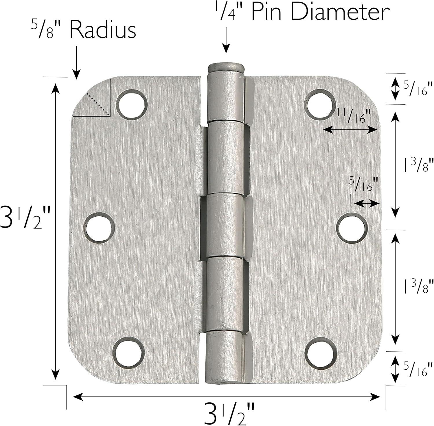 Satin Nickel 3.5-Inch Steel Butterfly Door Hinges, 9-Pack