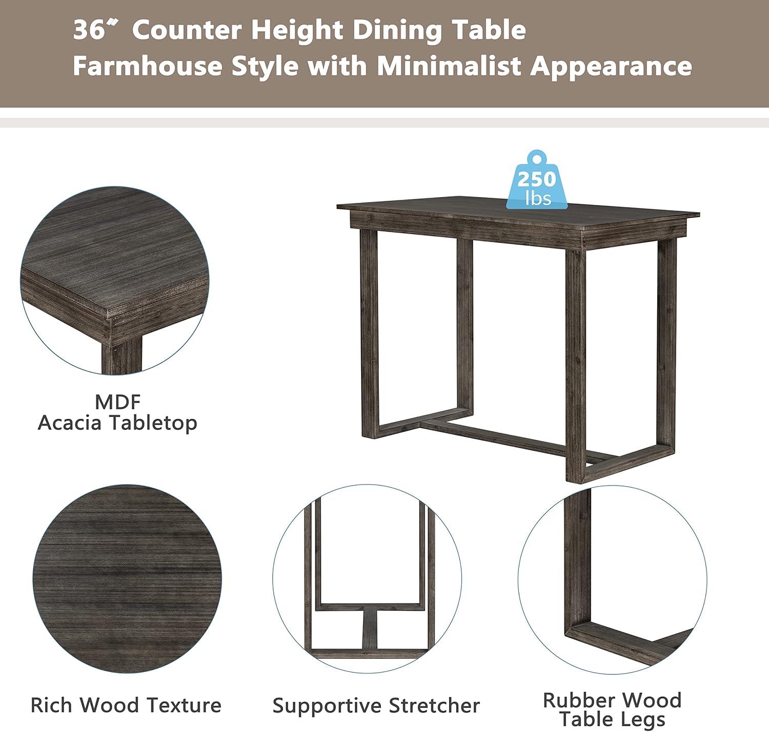 Gray Counter Height Dining Set with Upholstered Chairs