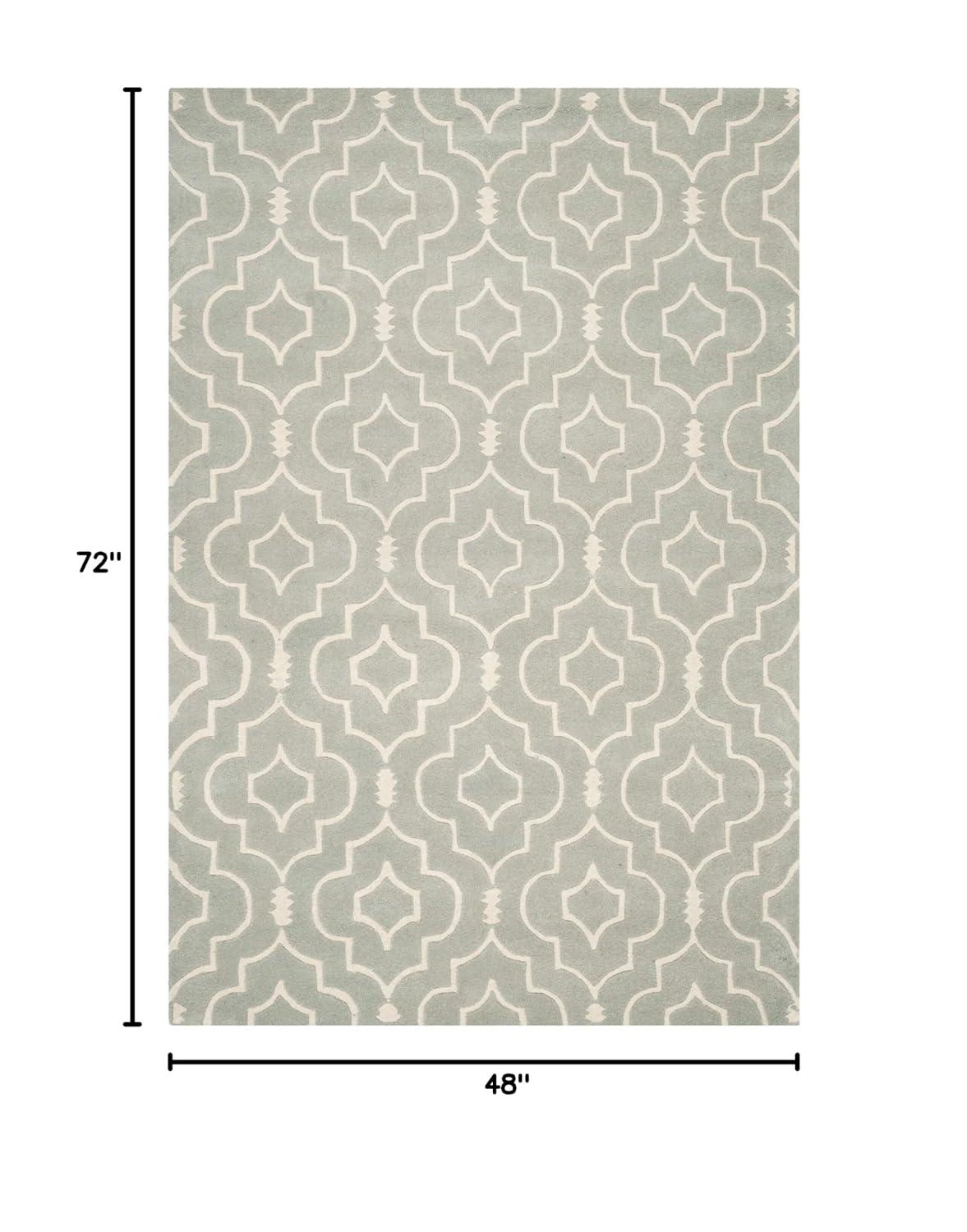 SAFAVIEH Chatham Xanthia Geometric Wool Area Rug, Grey/Ivory, 4' x 6'