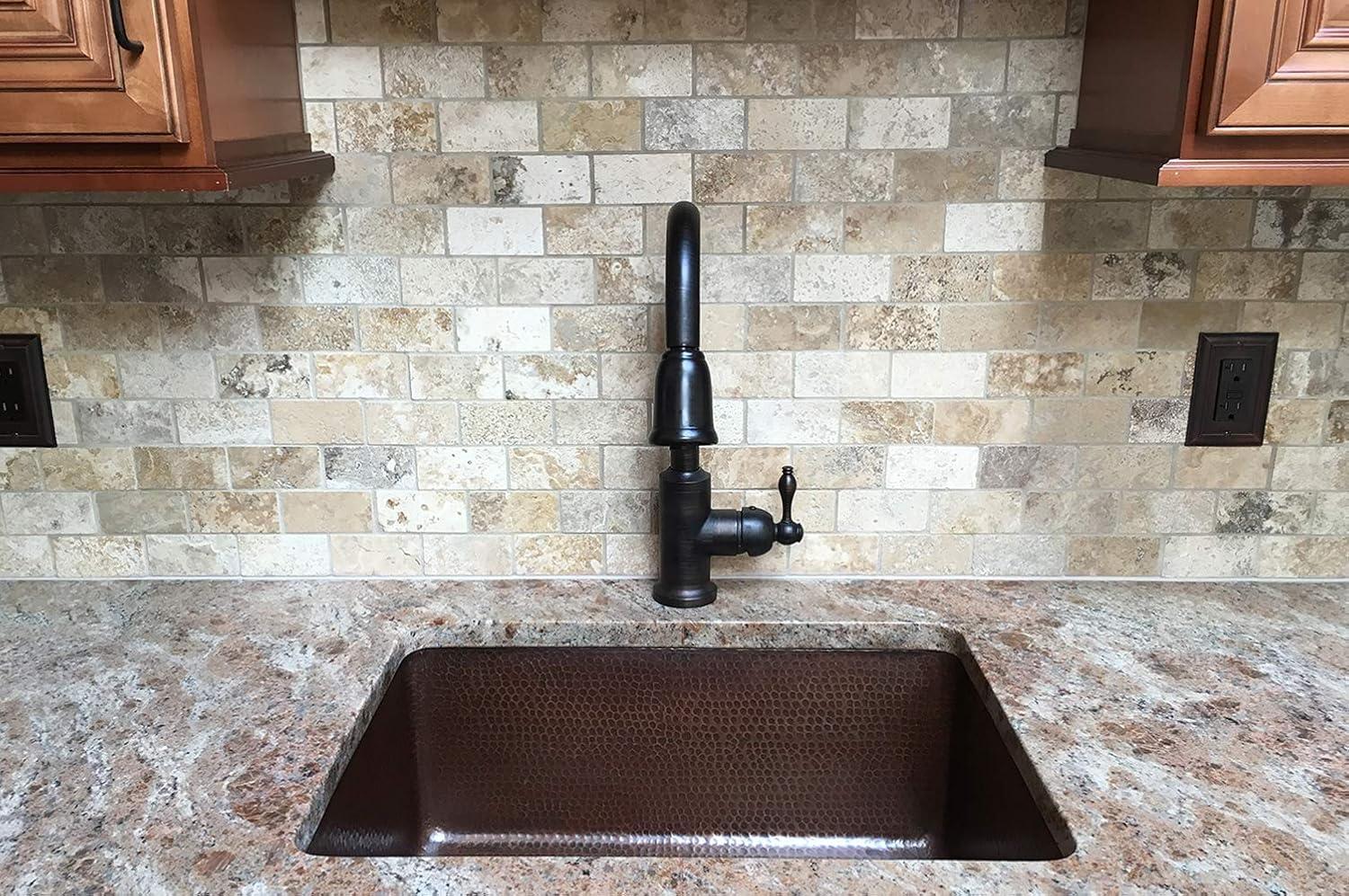 Premier Copper Products KSDB25199 25" Hammered Copper Single Basin Kitchen Sink