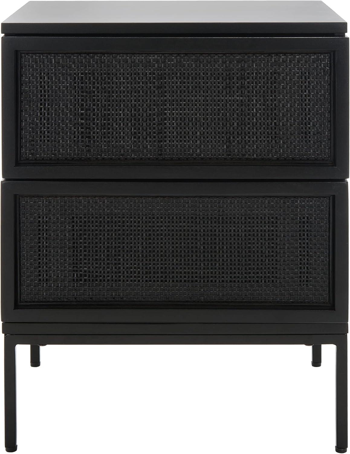 Zadie 2 Drawer Rattan Nightstand - Black - Safavieh