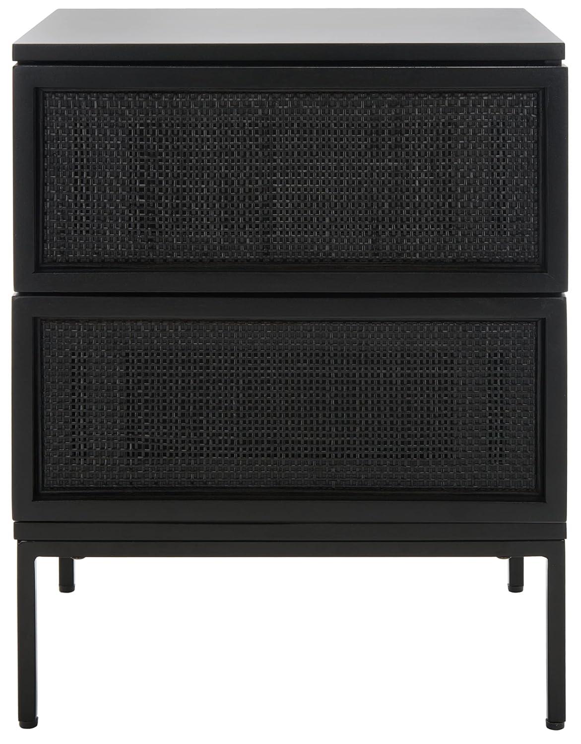 Zadie 2 Drawer Rattan Nightstand - Black - Safavieh