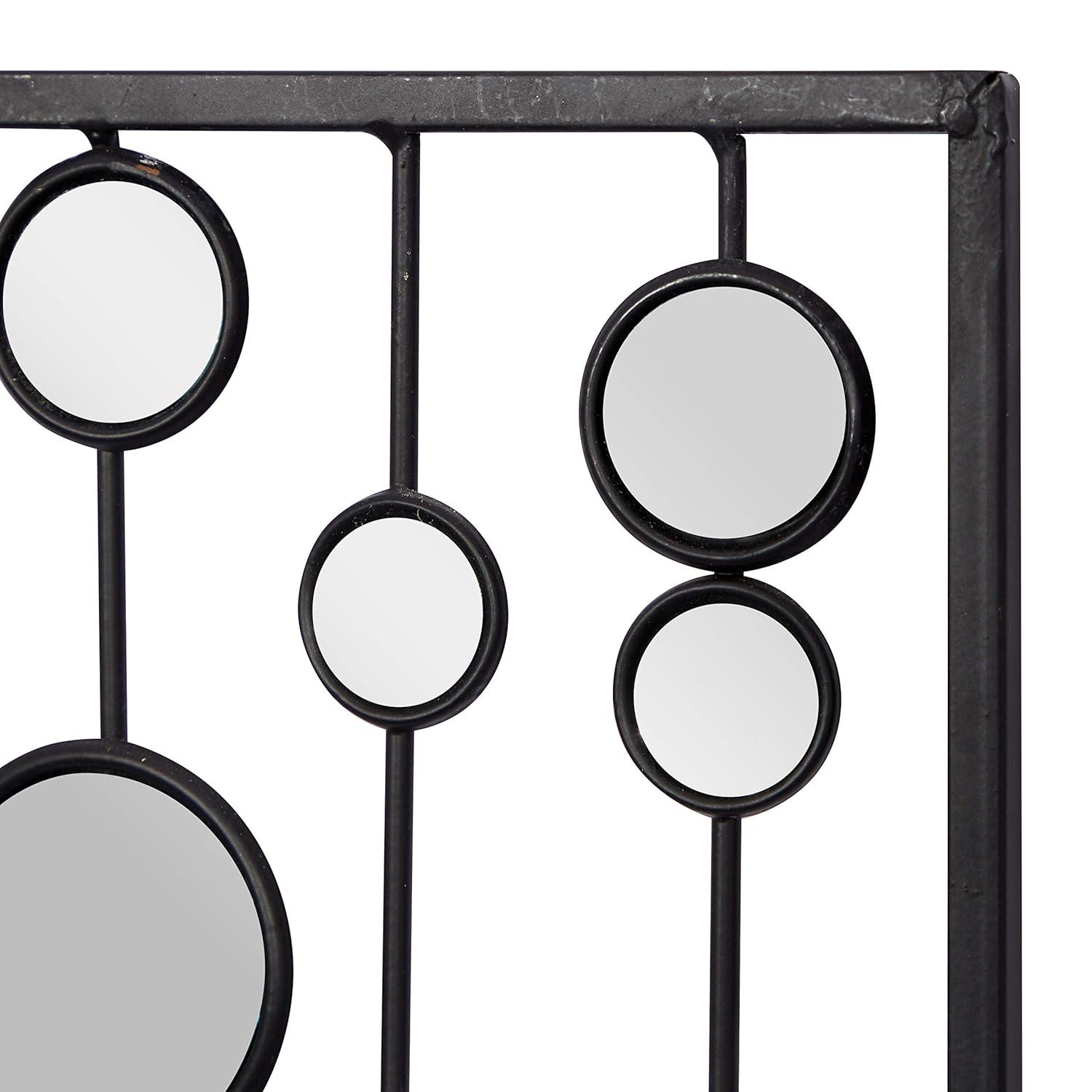 Mercer41 Metal Geometric Black Wall Decor with Round Mirror Accents Set