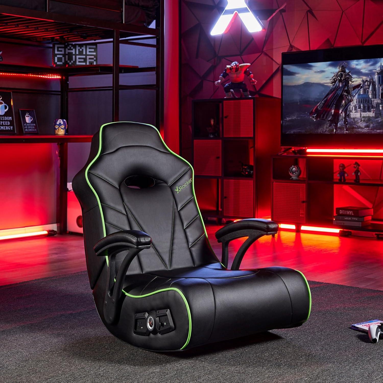 X Rocker Video Gaming Floor Rocker Chair, Built-in Audio, College Dorm Essentials for Guys and Girls, Gamers, Bedroom, Dorm Room Essentials, Foldable