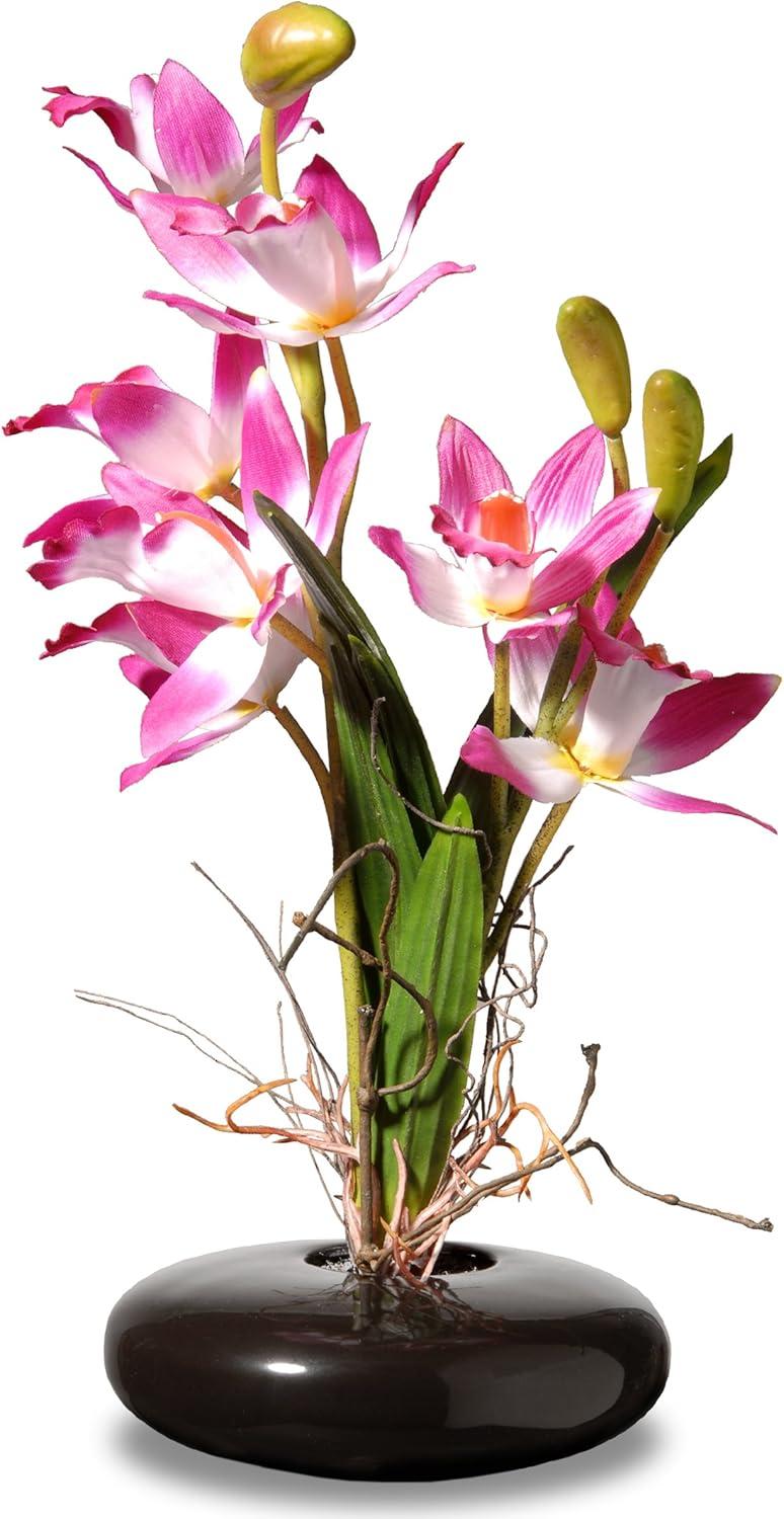 10" Artifical Pink Orchid in Ceramic Base - National Tree Company