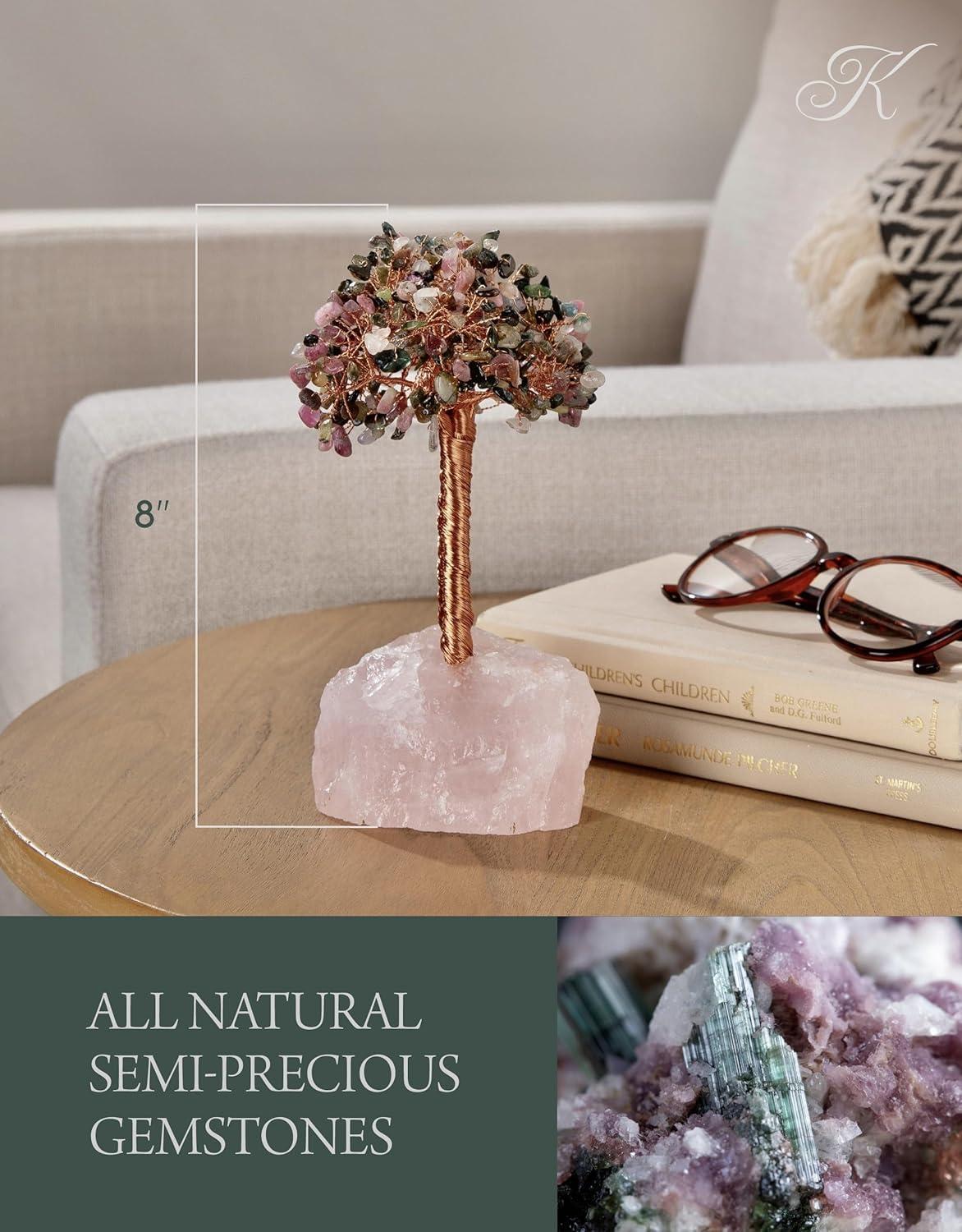 Handmade Crystal Bonsai Tree with Rose Quartz Base