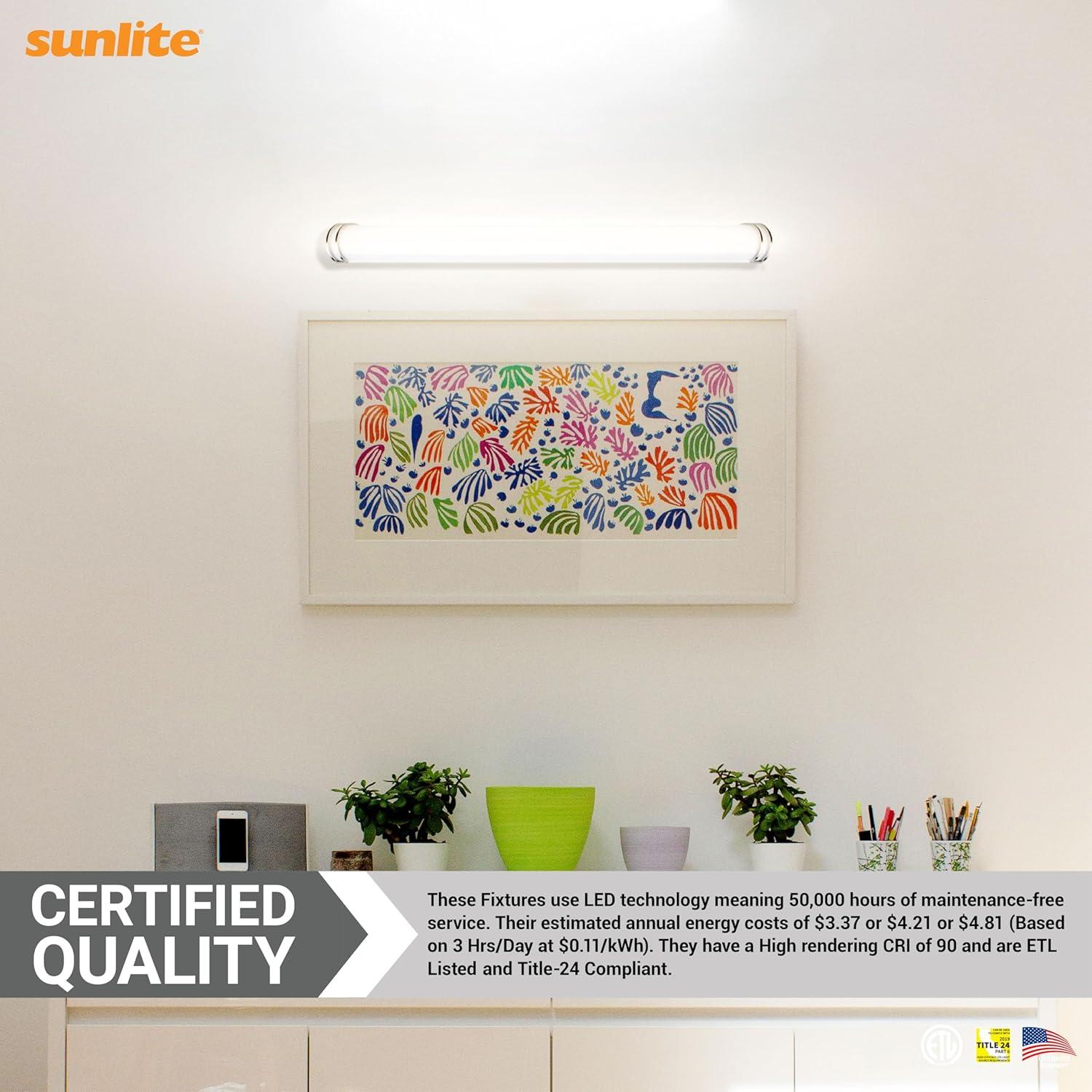 Sunlite 48-Inch Linear LED Bar Vanity Fixture, Power Selectable 28W/35W/40W, 100-277V, 4048 Lumens, Color Selectable 30K/40K/50K, 90 CRI, Dimmable, ETL Listed, Title-24 Compliant