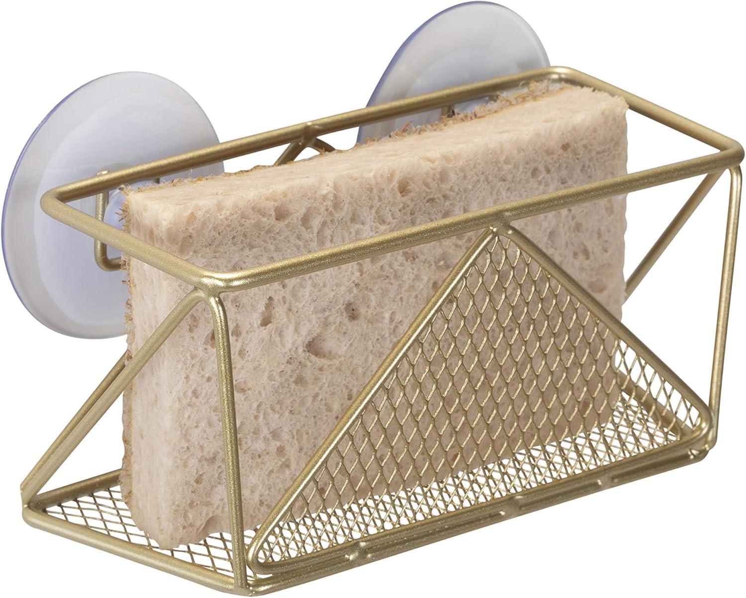 Kitchen Details Geode Sponge Holder in Satin Gold - 5.9"x 2.5"x 2.4"