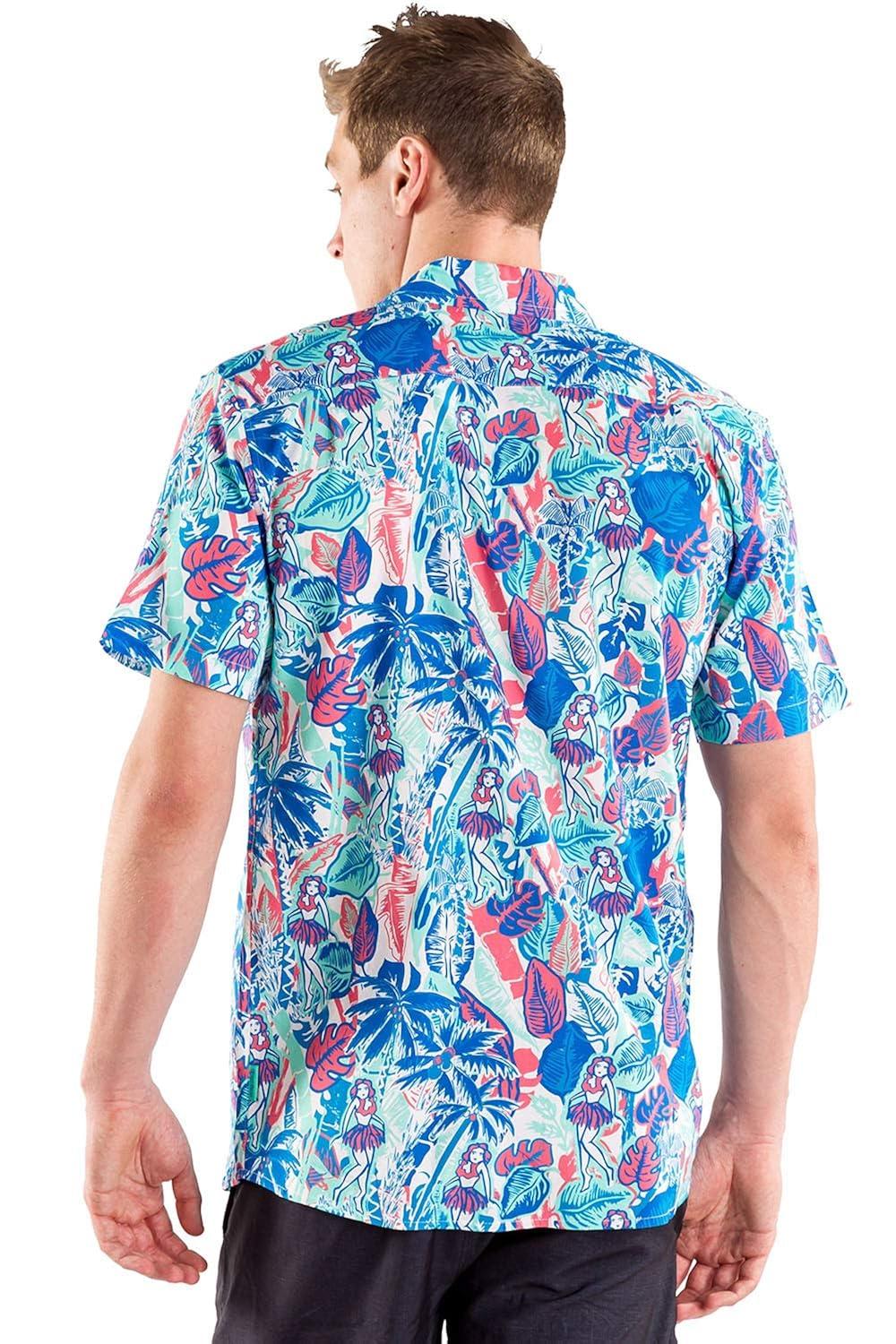 Tipsy Elves Men's Island Breeze Hawaiian Shirt - Funny Casual Beach Summer Shirts for Men: X-Large