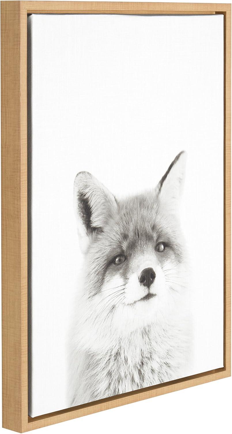 18" x 24" Sylvie Fox Portrait Framed Canvas by Simon Te Tai Natural - Kate and Laurel: Rustic Home Decor, Large Wall Art