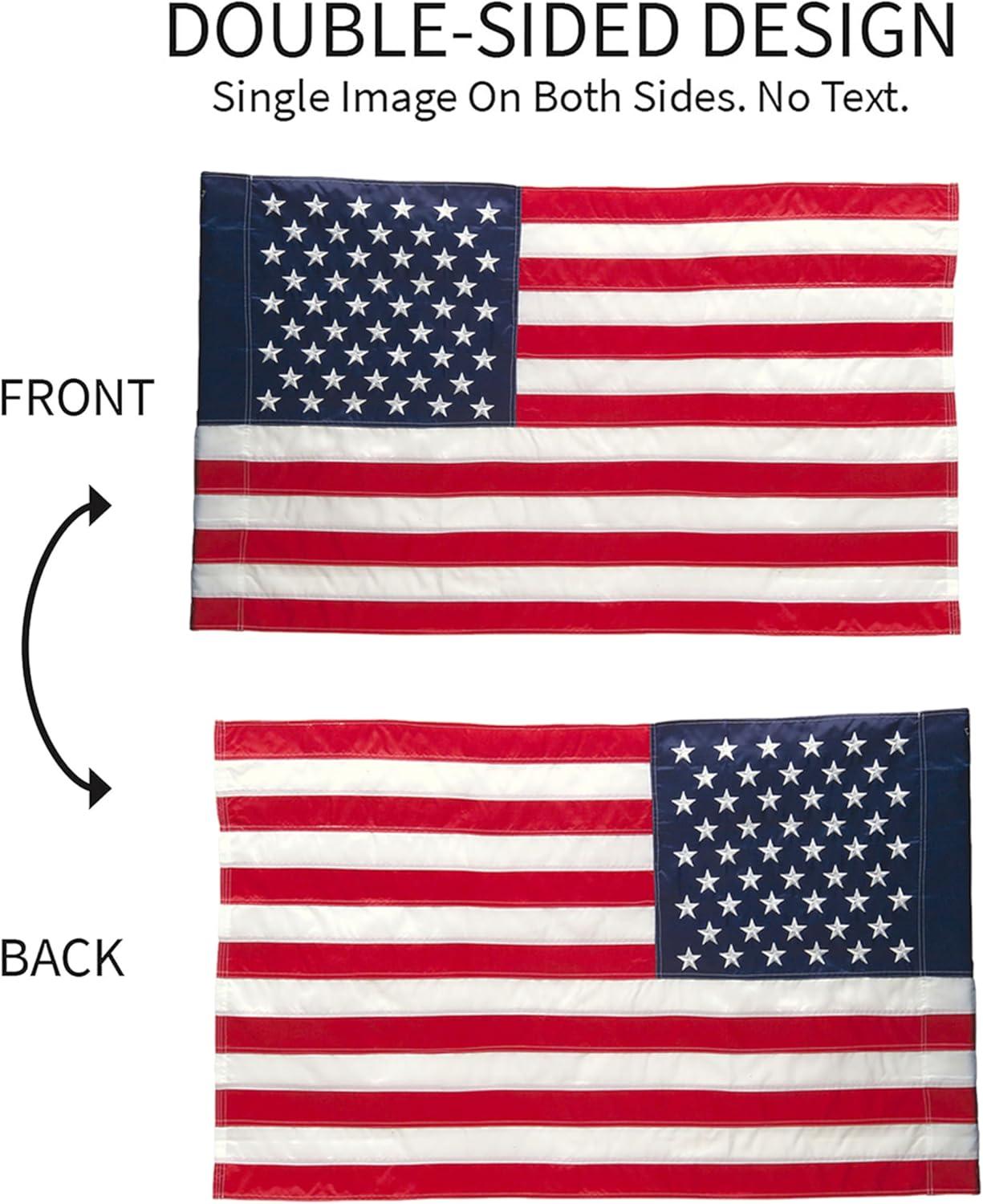 Estate Size Heavy Duty American Flag with Embroidered Stars