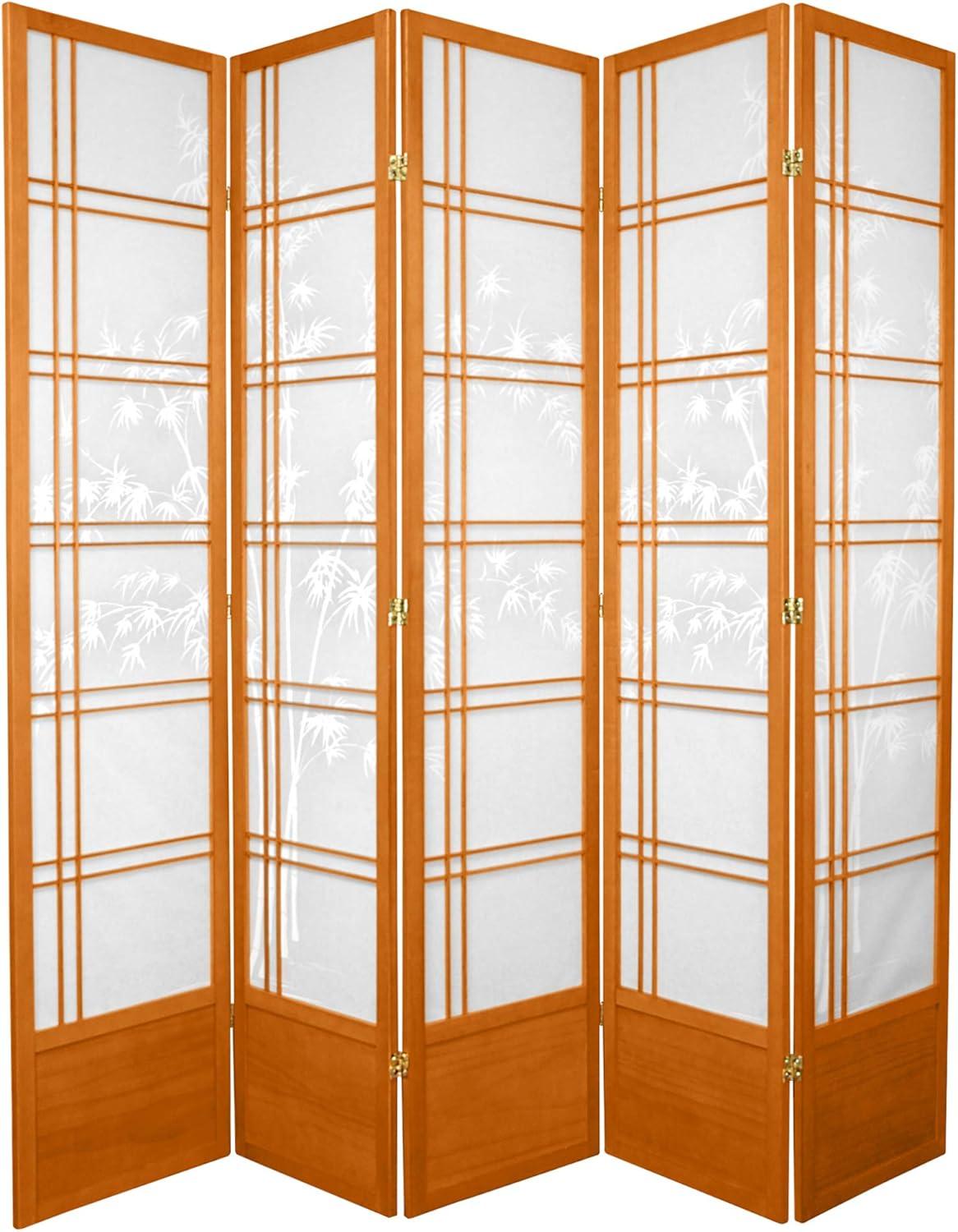 7 ft. Tall Bamboo Tree Shoji Screen - Honey (5 Panels)