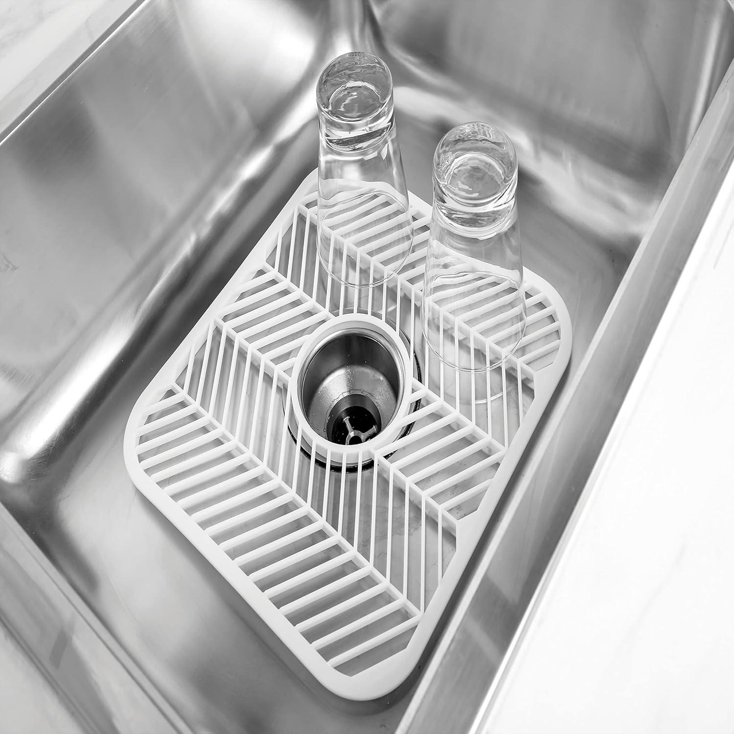 Kitchen Details Draining Sink Mat- Rect. Shape W/Center Drain Hole 12X11"- 12"X 11"X 0.4" (Item:27066 )