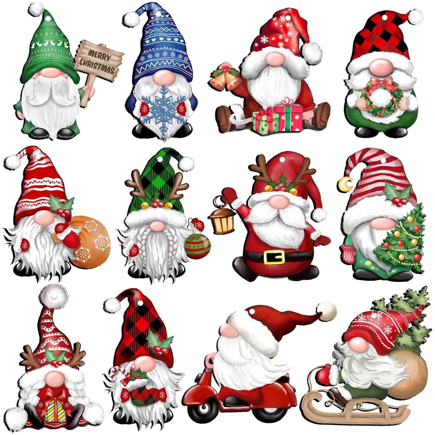 dajkiuy Clearance 24pcs Christmas Gnome Wooden Hanging Ornaments,Wood Hanging Decor for Christmas Tree Decorations Gnome Santa Doll Hanging Craft Holiday Party Supplies