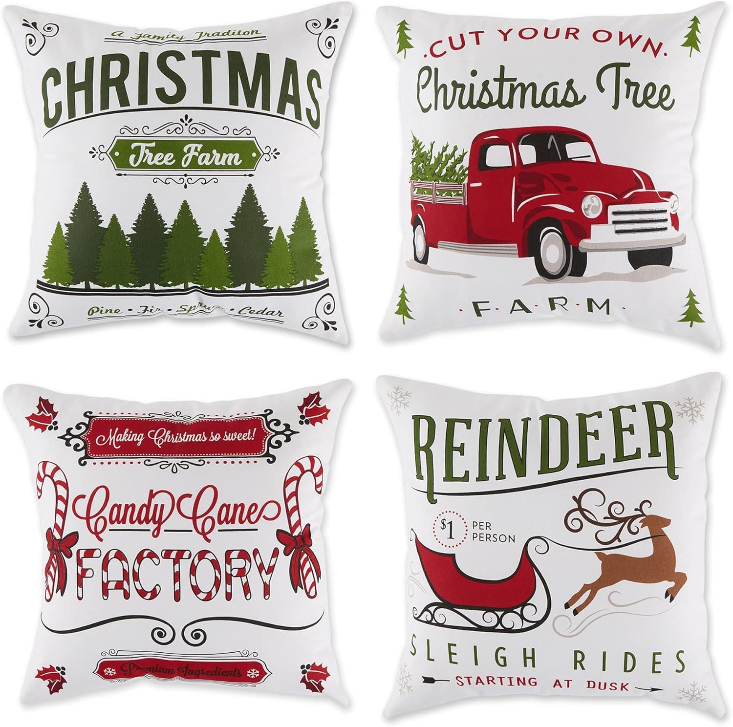 4pk 18"x18" Christmas Printed Square Throw Pillow Covers - Design Imports