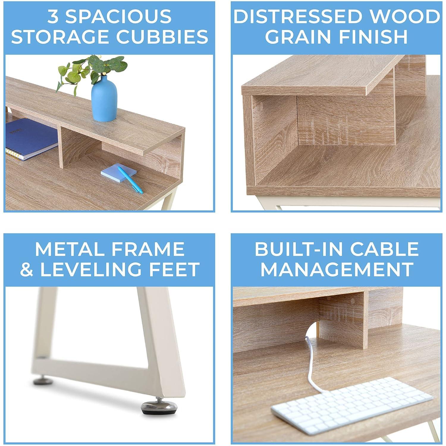 Stand Steady Solid Wood Top Metal Base Standing Desk