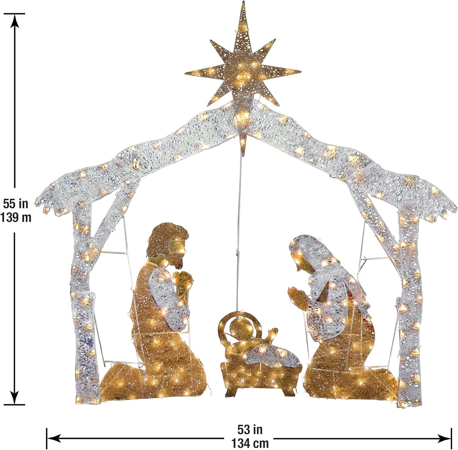 55" Pre-Lit Outdoor Nativity Scene with Clear Lights