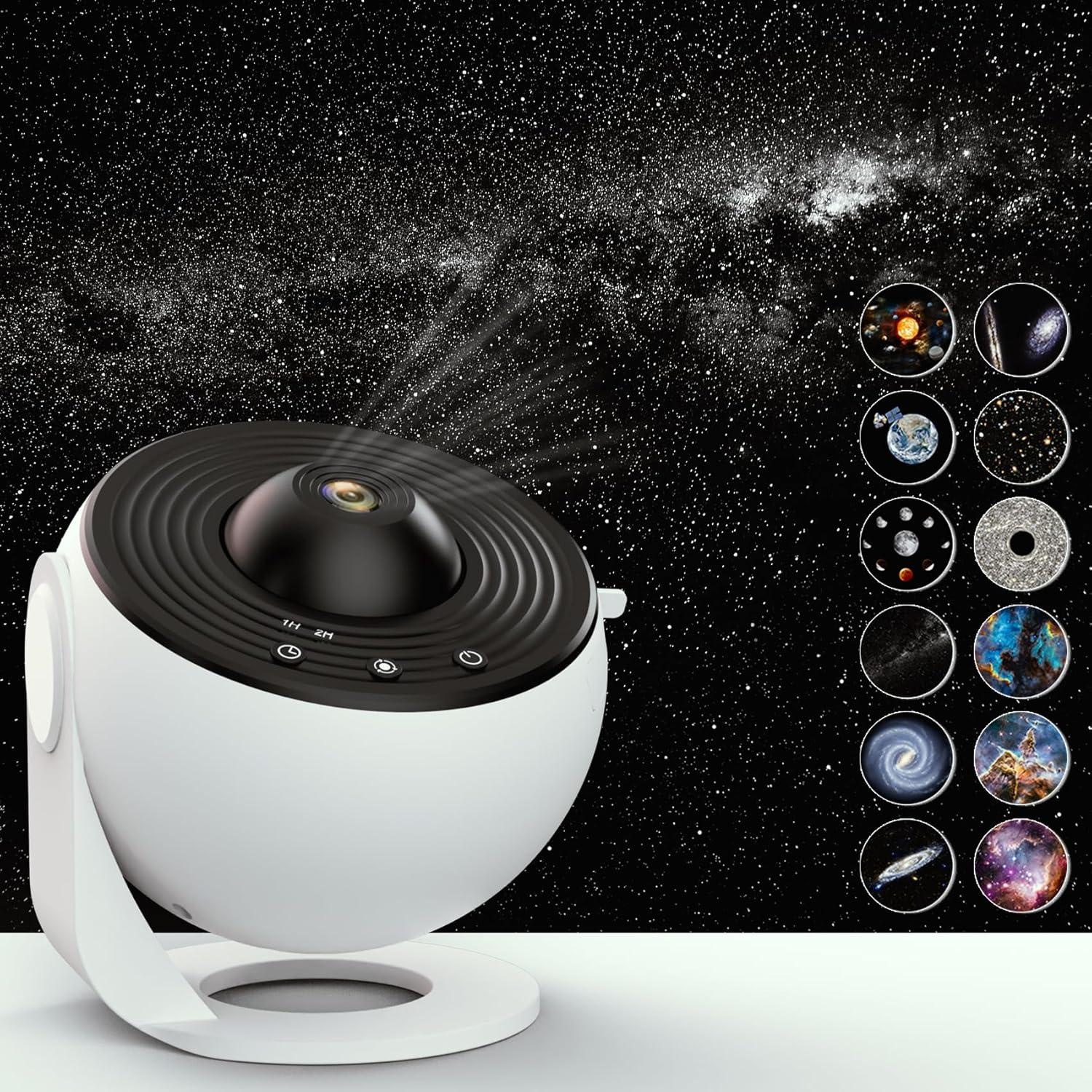 Planetarium Galaxy Star Projector for Bedroom Decor, 12 in 1 360° Rotating Nebula Projector Lamp, Timed Starry Night Light Projector for Kids,Home Theater, Ceiling, Room Decoration