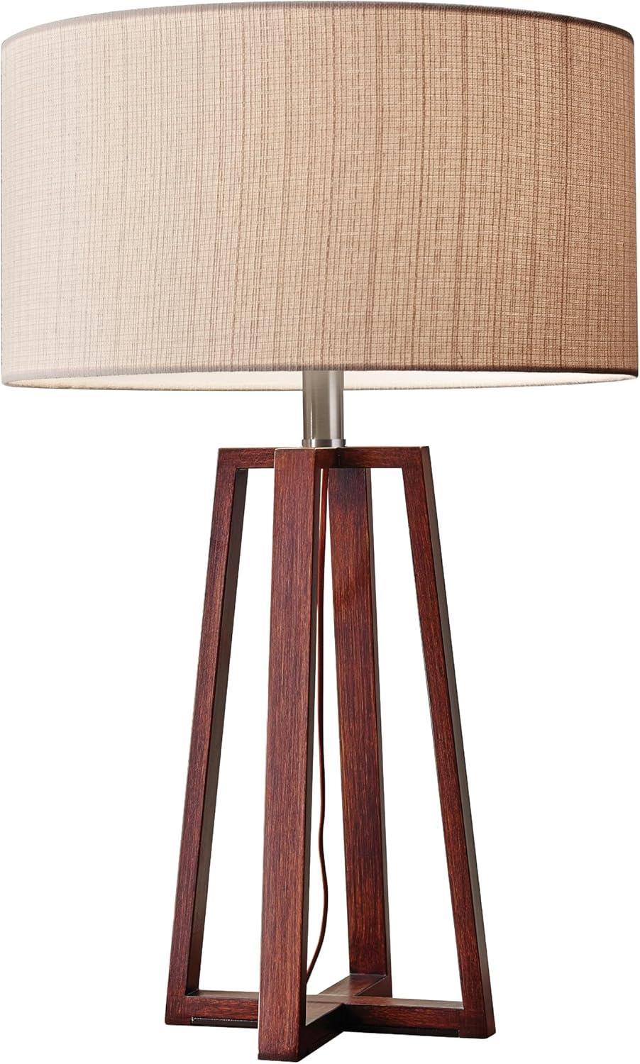 Adesso 23.75" Quinn Table Lamp Brown: ETL Listed, Linen Shade, No Assembly Required