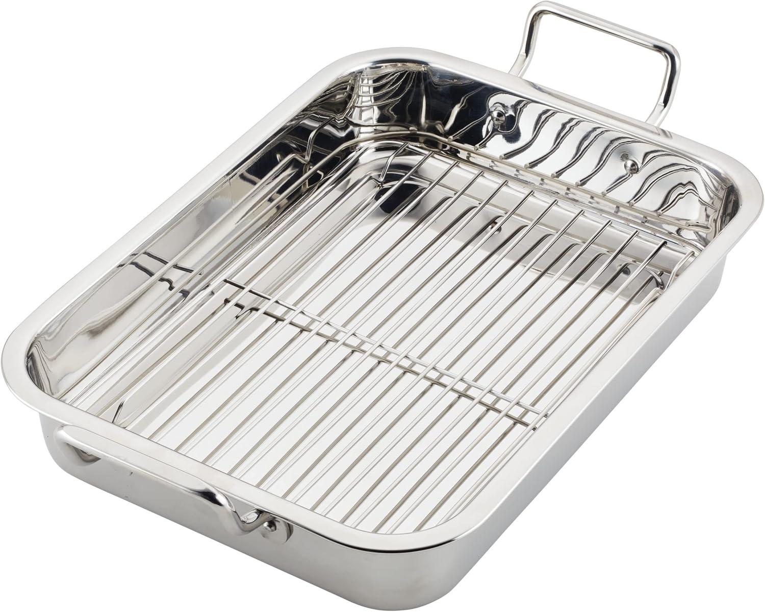 Farberware Farberware Classic Traditions Stainless Steel Roaster / Roasting Pan With Rack, 17-Inch X 12.25-Inch, Stainless Steel